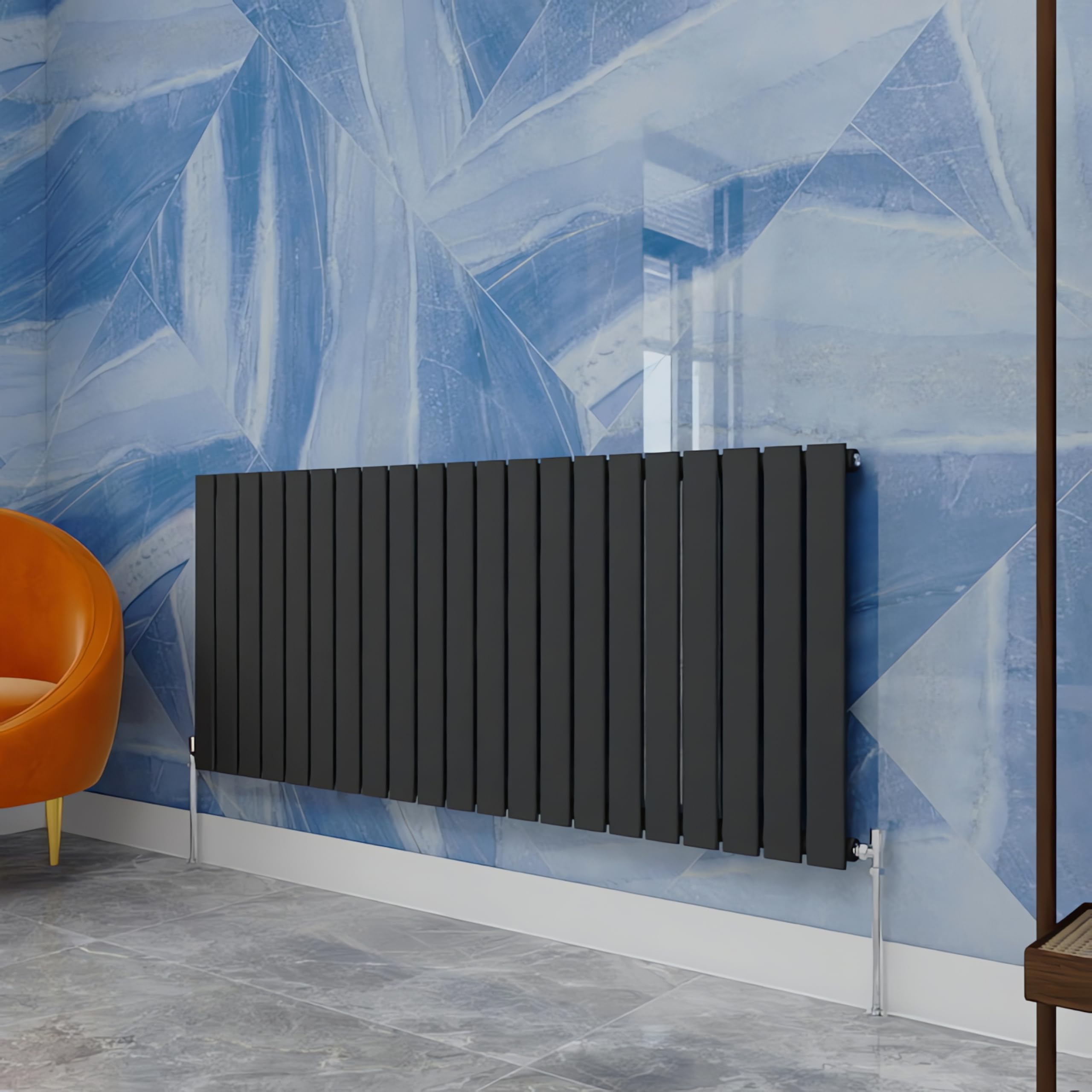 Simple Bathrooms Anthracite Central Heating Radiator,600X1428mm Horizontal Flat Single Panel Column Energy-Efficient For Morden Multi-Scene