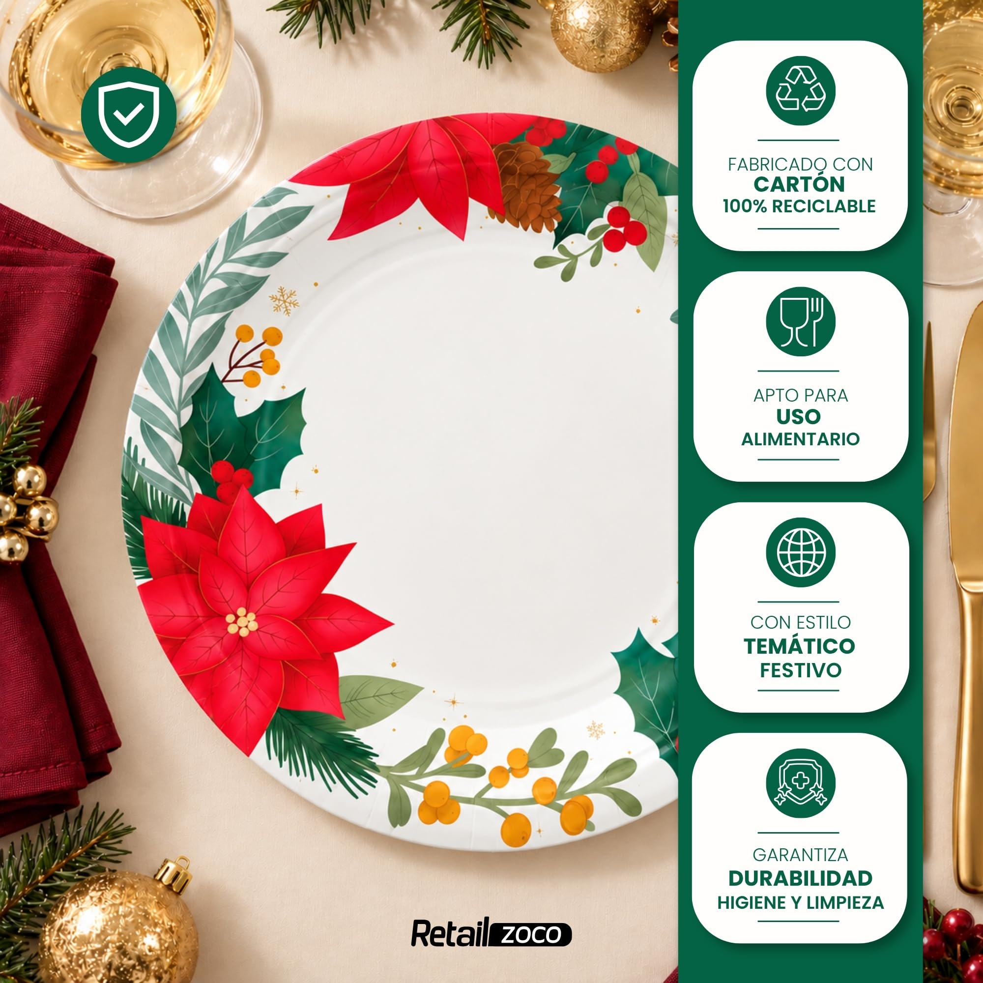 Platos de cartón, Platos Desechables cartón, Diseño Floral, 6 Unidades - imagen 3