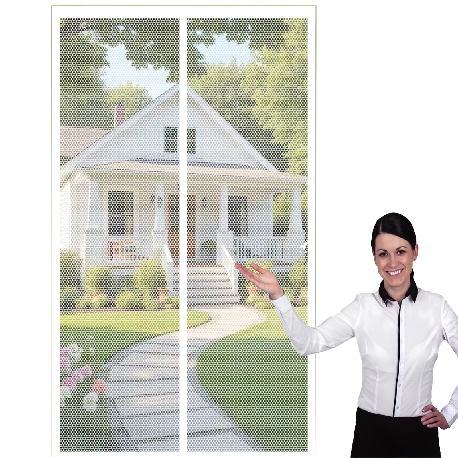Lijiao White Magnetic Door Curtain 122 X 185 Cm With Powerful Magnets And Full Frame Hook&Loop, No Gap, Keep Bugs Out Lets Fresh Air In, Screen Doors With Magnets, Magnetic Curtain Kid And Pet Friendly,