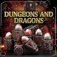 Vista 5 de Juego de dados de bala, dados de metal DND, dados de pistola ZHOORQI D6, regalos para D y D, juegos de rol (7 - plata de sangre)