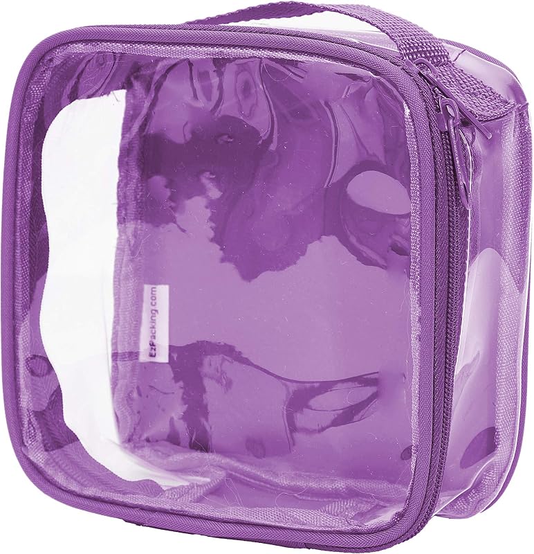 Necessaire transparente EzPacking com zíper, tamanho quart, roxa, 1 unidade