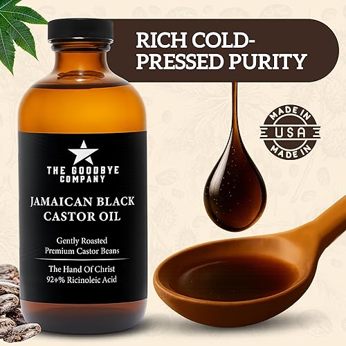 Miniatura 2 de The Goodbye Company Aceite de ricino negro para el crecimiento del cabello, orgánico, prensado en frío y sin refinar, 100% puro y sin hexano,