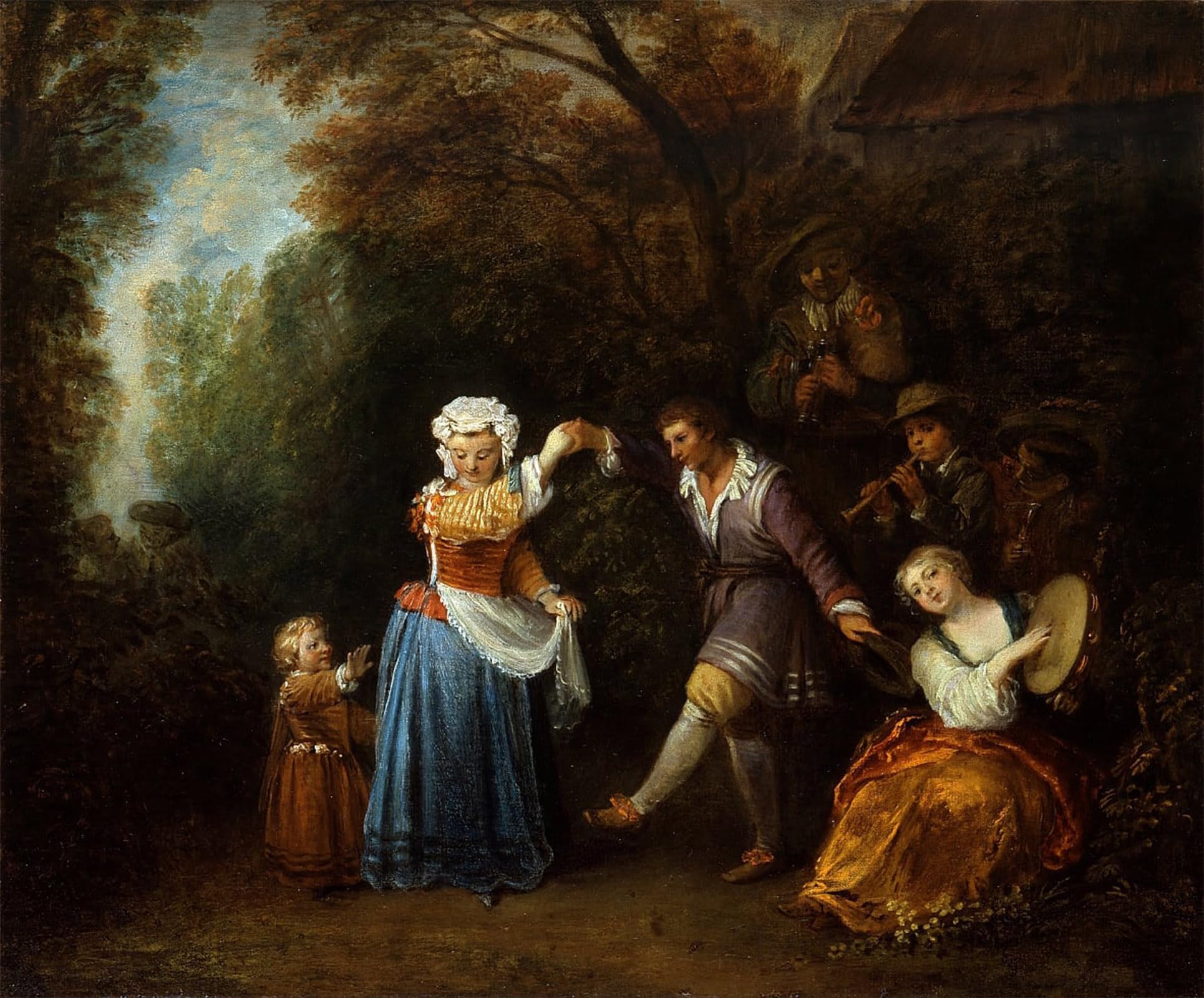 ARTXLXXBN Famous Painting Art Wall Decor Abstract Art Picture the Country Dance by Jean Antoine Watteau Animal Pictures for Home Decor 60x90cm