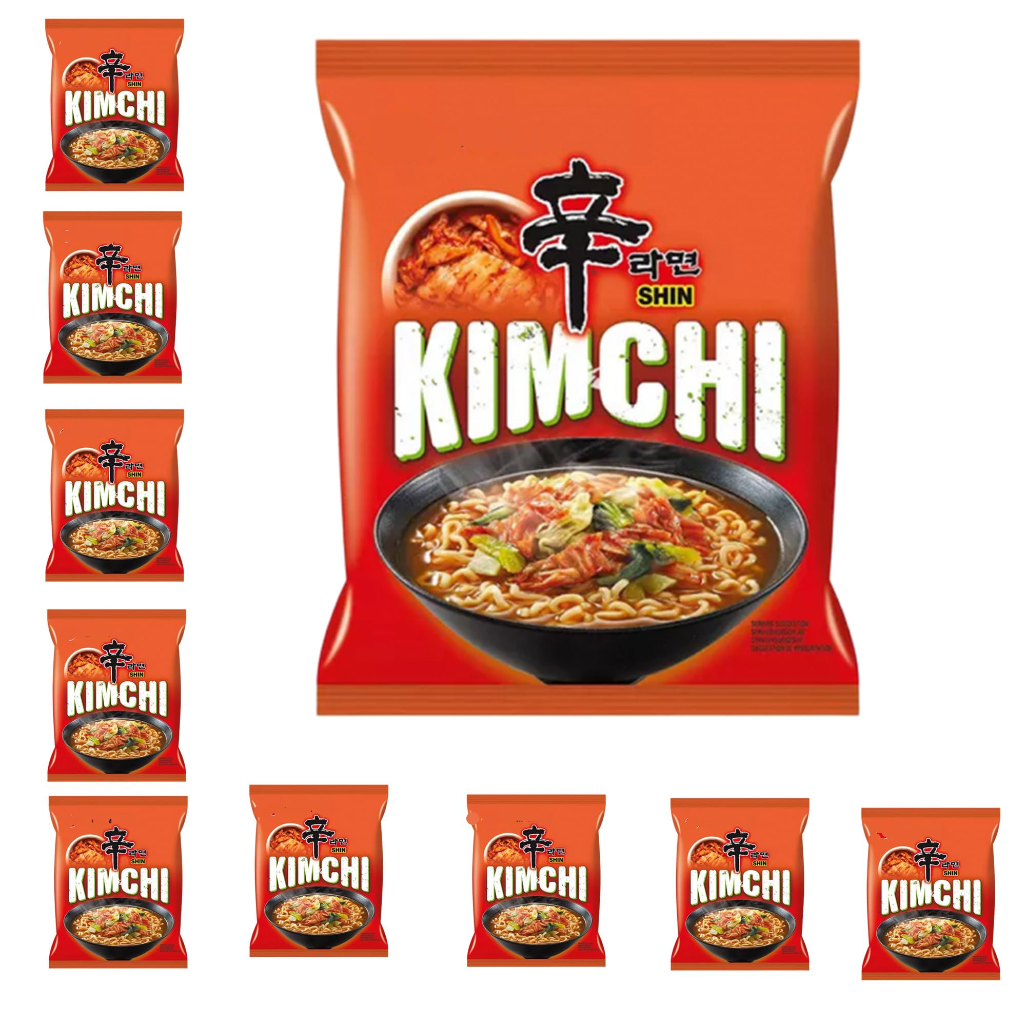 YIJIA Pack 10x120g Ramen Shin Coreanos con Kimchi Instant Noodle Fideos Corea