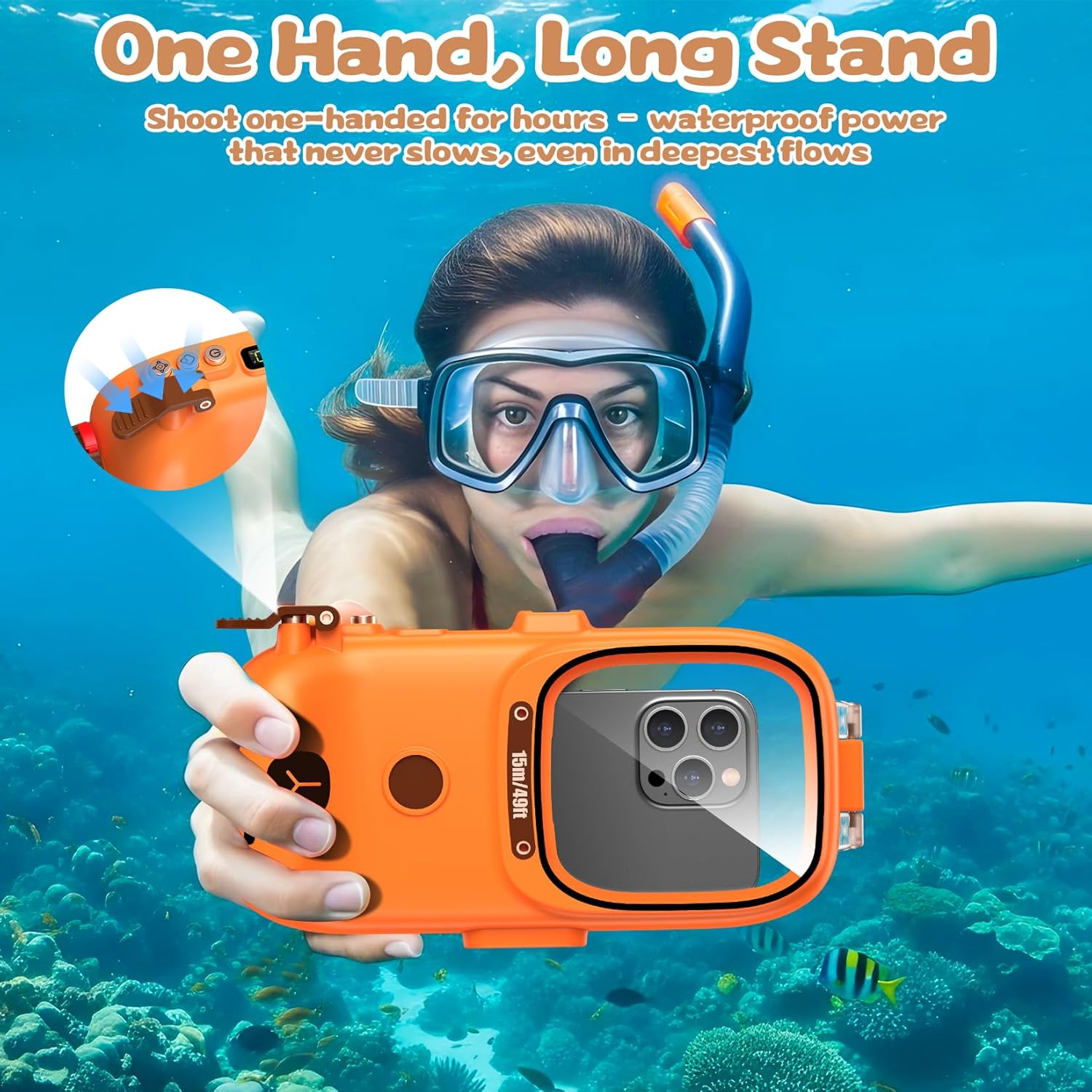 Temdan Diving Phone Case Compatible with All Phone Series,Underwater Case Operated Underwater Photo Video,Waterproof Housing for All Phone Series