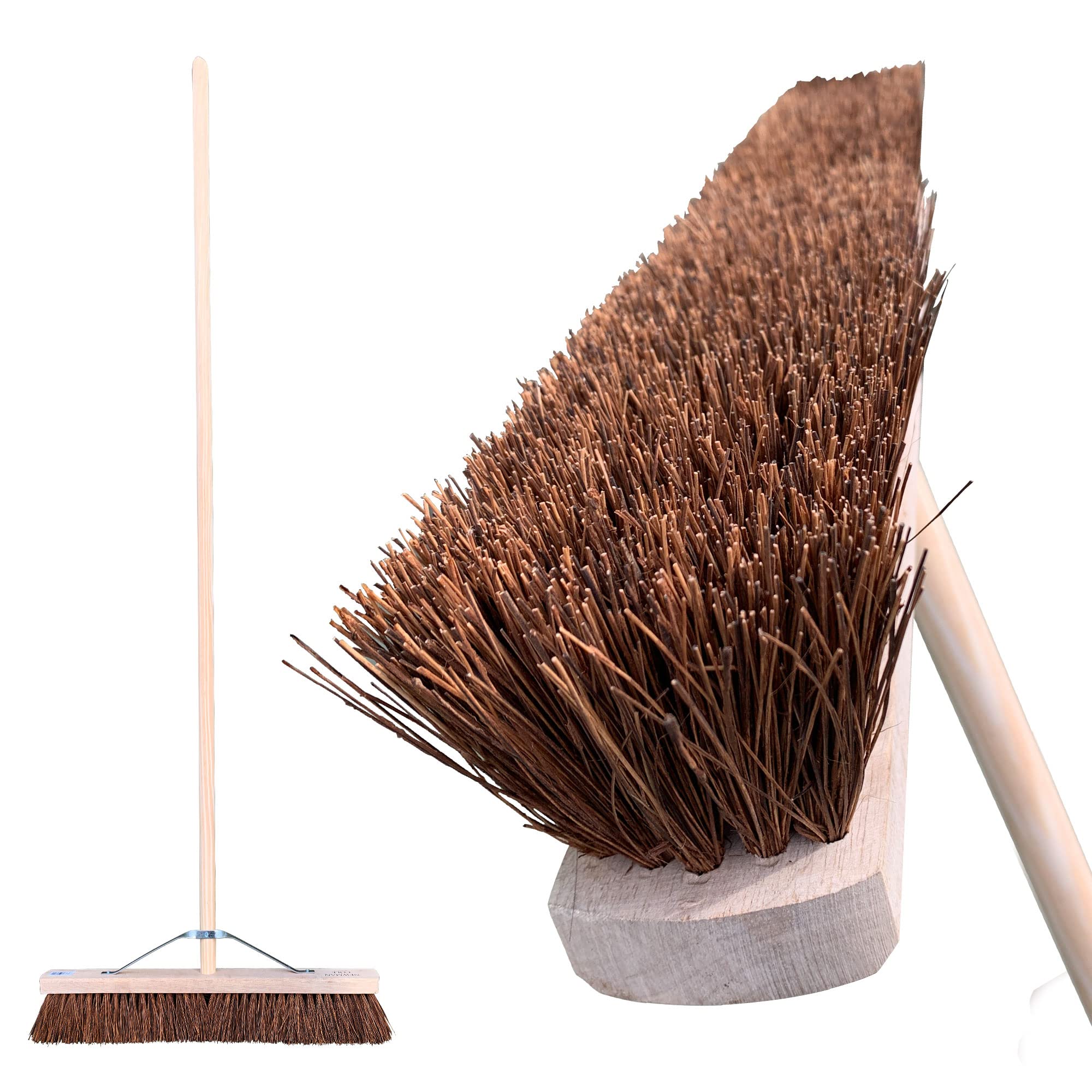 The Dustpan & Brush Store 24" Wide Broom Outdoor Heavy Duty Broom Stiff Bassine Bristles And 120Cm Long Handle from B&Q