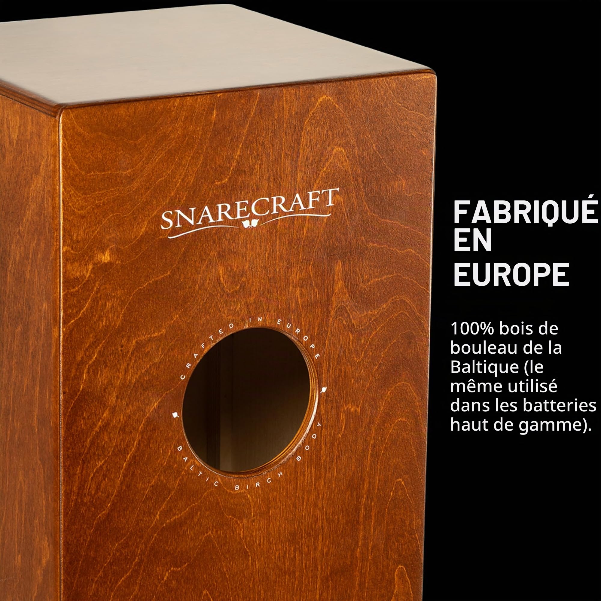 Meinl Percussion Snarecraft Cajon Instrument – Grand Cajon avec 2 Cordes pour le timbre – Bouleau, Naturel (SC100AB-B)