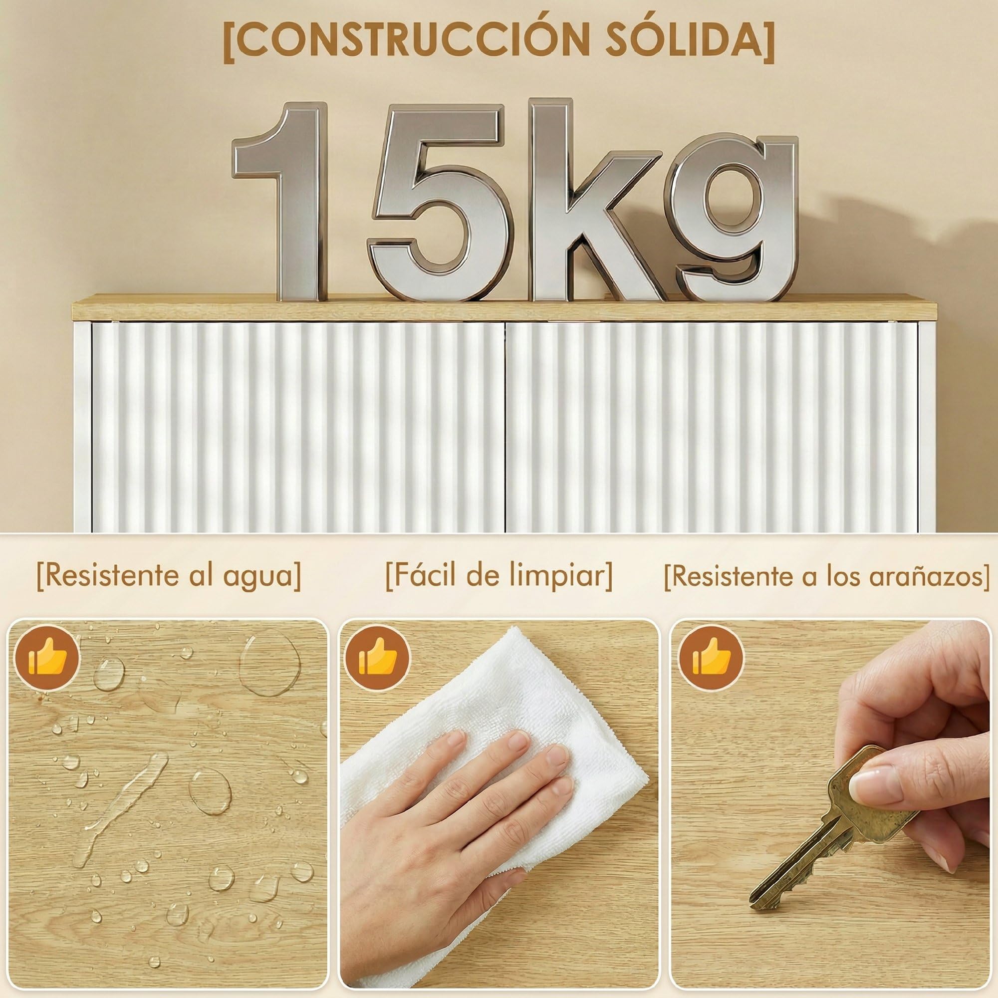 HOMCOM Mueble Bajo Lavabo de Baño con Estante Ajustable 60x30x61 cm Blanco | Mueble de Baño, Puertas Acanaladas, Patas de Madera, para Lavabo sin Pedestal