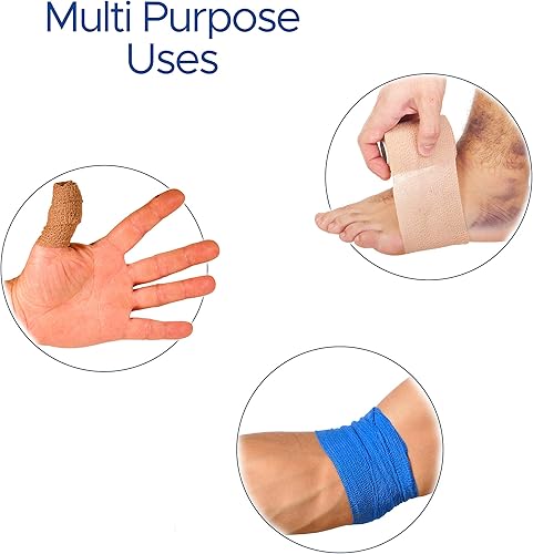 Vista 3 de SNL, vendaje cohesivo de 2 pulgadas x 5 yardas, sin látex, rollos envueltos individualmente, adhesivo, elástico, transpirable, primeros auxilios