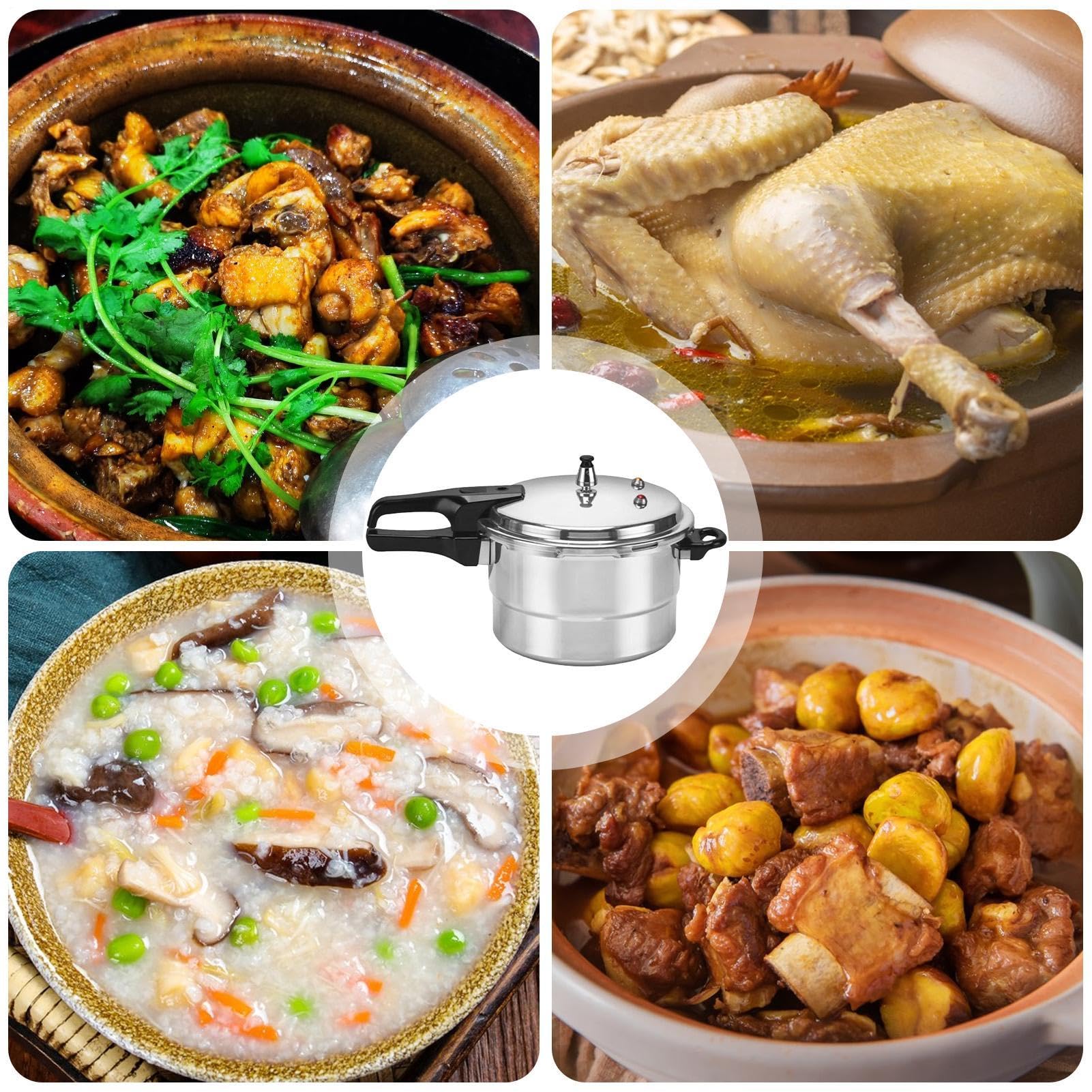Olla a presión Aleación de Aluminio para Verduras, Carne, Aves y Mariscos | Arrocera 5L con Inserto de Vapor Multiusos Cocción Rápida Carne Aves Mariscos Para Cocina Doméstica Y Restaurantes Comer