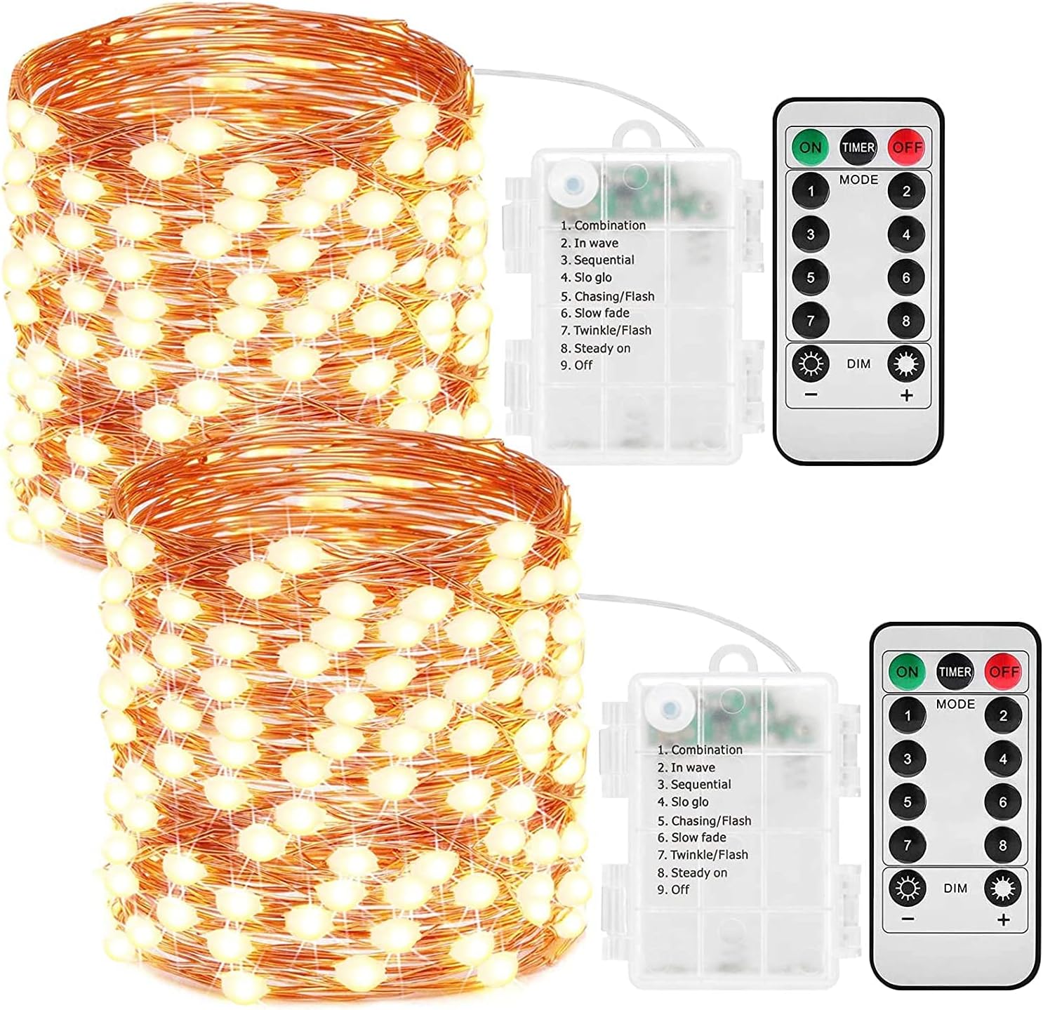 JMEXSUSS 2 Pack Fairy Lights Battery Operated, 50 ft 150 LED Super