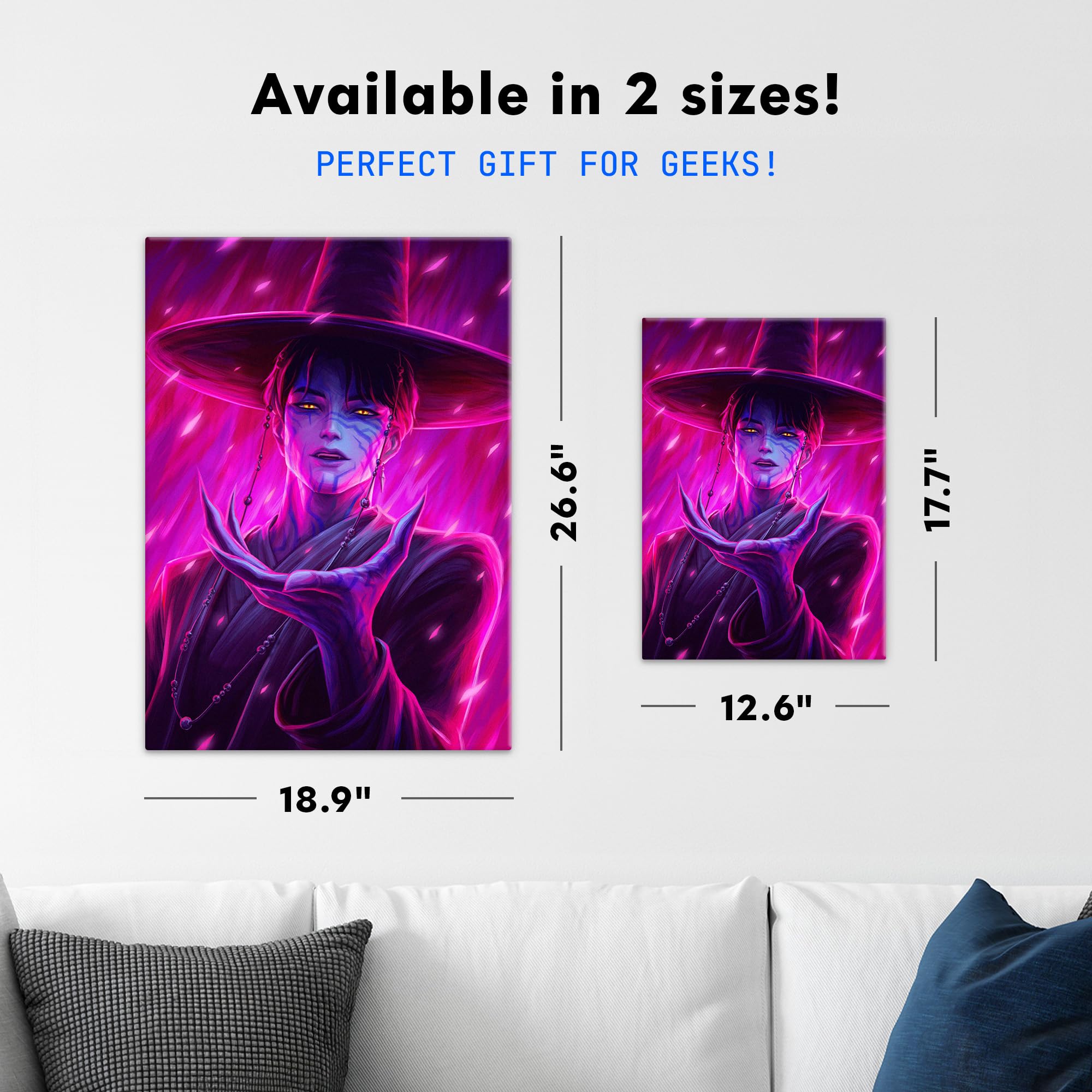 Displate Metallposter KPop Demon Hunters Wandbild - Netflix - Saja Boys - Mystic Neon Jinu - Huntrix K pop Geschenk – Premium Wanddekoration Wand Deko Wohnzimmer Film Poster - 32 x 45 cm