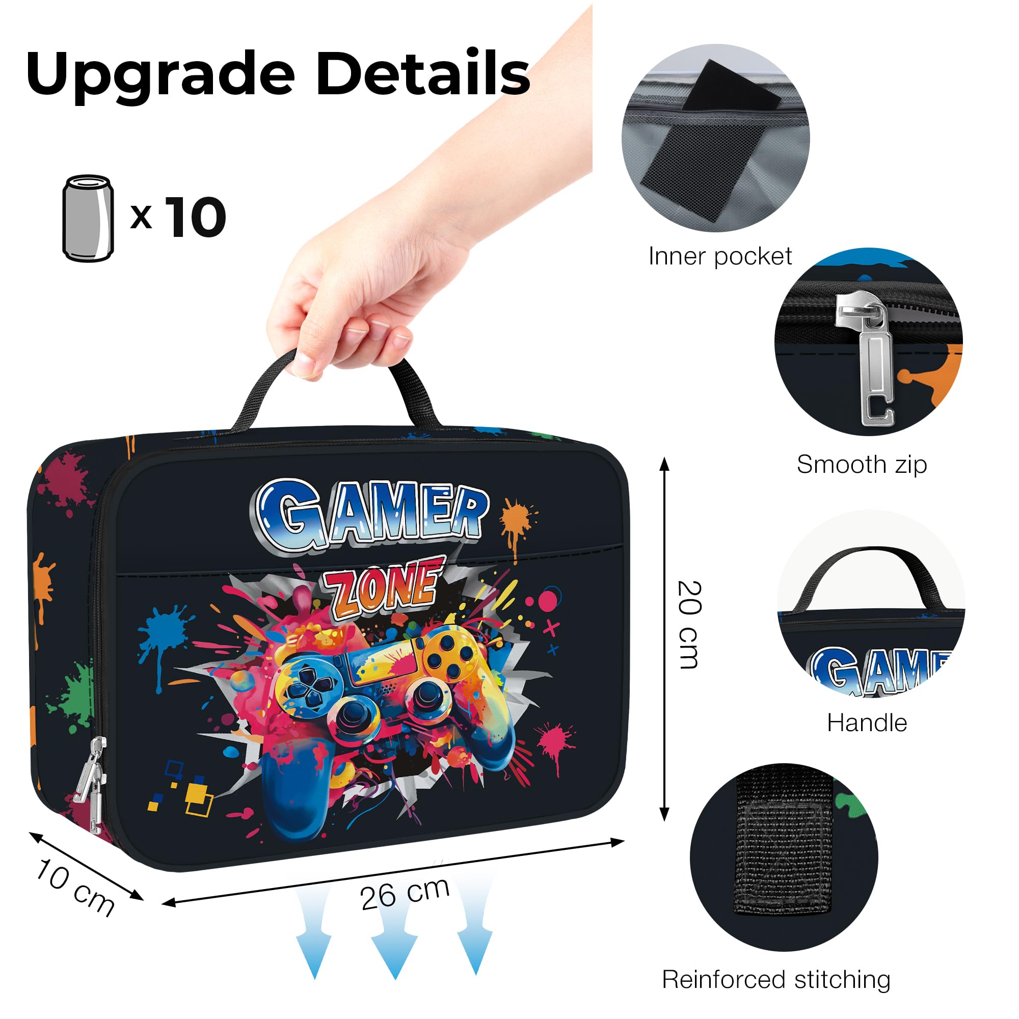 Clastyle Sac Isotherme Repas Enfant Héros Petit Sac Lunch Box Portable Sac Dejeuner Garçons pour L'école,Rugby Bleu
