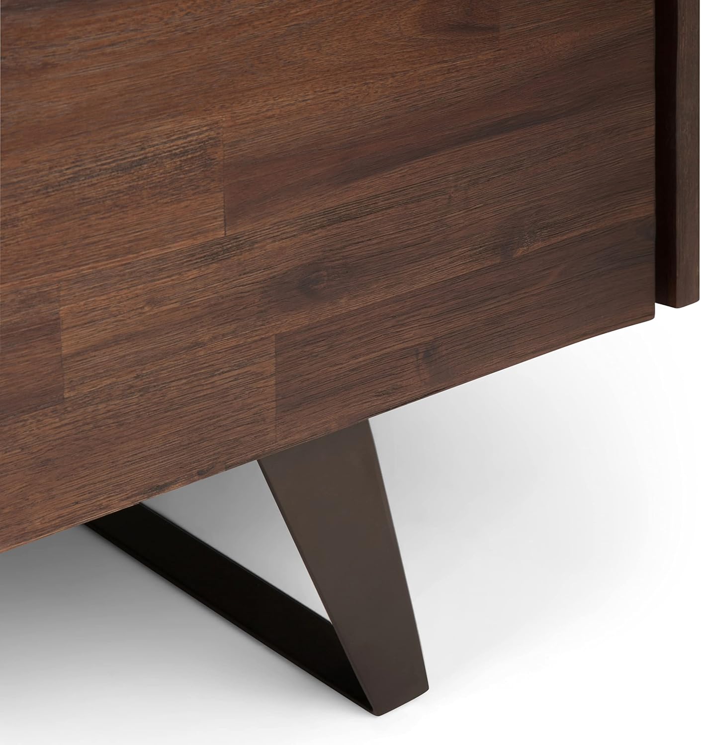 SIMPLIHOME Lowry TV Stand - 63 inch Wide Solid Acacia Wood Media Console in Distressed Charcoal Brown, Industrial Entertainment Center for Living Room for TVs up to 70 Inches with Cabinets and Shelf