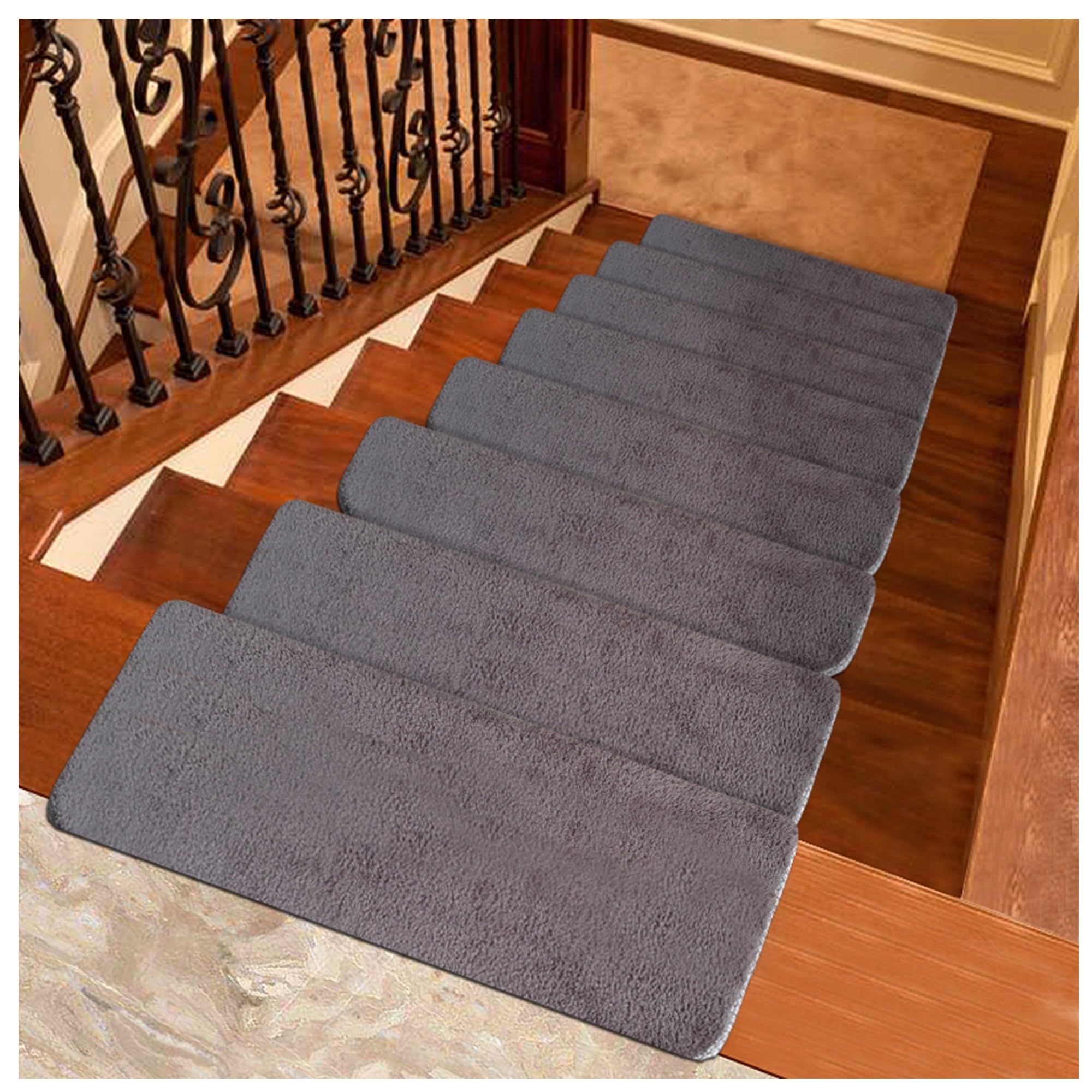 YDHSIKK Carpet Stair Treads, 1pc Stair Treads Non-Slip Landing Rug for Wooden Steps 65-80x24cm(Size3,2.6x0.8ft/80x24cm)