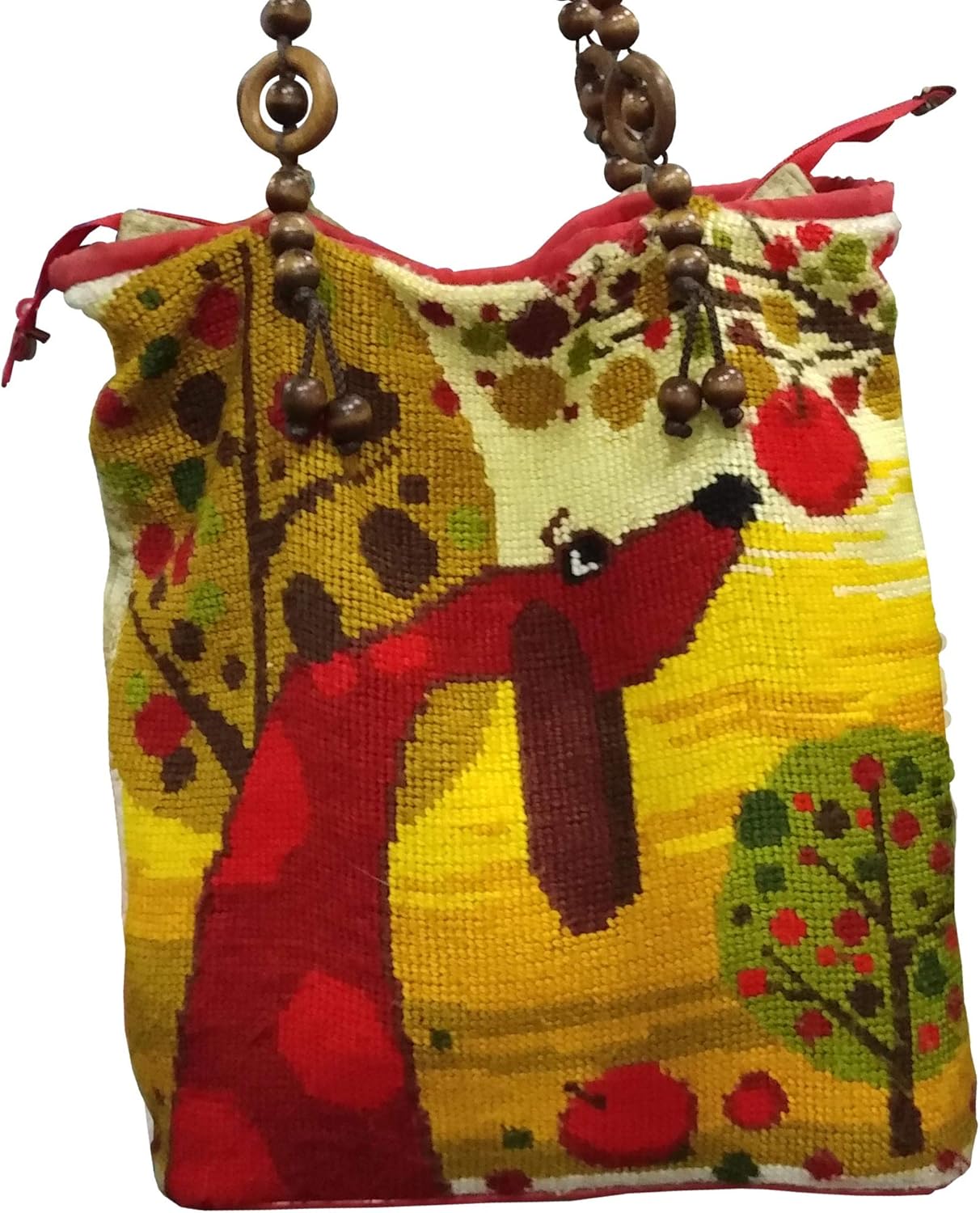 Brvsk Dog Needlepoint Kit for Adults and Beginners — Dachshund 16″ × 16″ with Clear, Precise Printed Design on Cotton Canvas; Includes 2 Needles, Yarn, and Easy-Read Chart