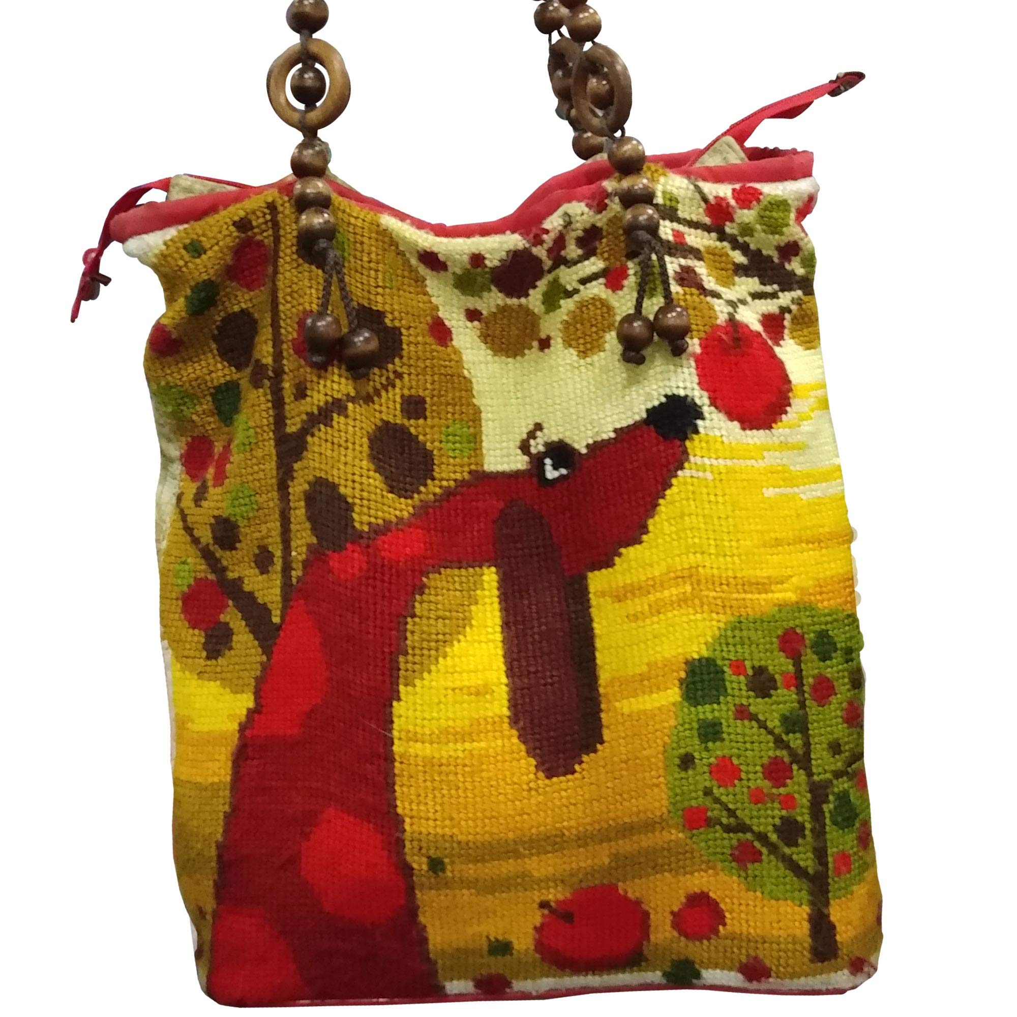 Brvsk Dackel. Needlepoint Set mit bedruckter Gobelin (40 × 40 cm) Kissenset mit Stickerei für kreative Inneneinrichtung Handarbeitsset für erwachsene Anfänger