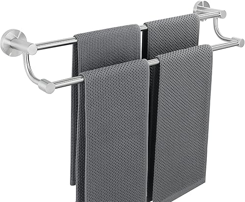 Alise GOY4600-LS - Toallero doble de 24 pulgadas para baño, soporte para toallas de montaje en pared, de secado rápido, toallero de acero inoxidable