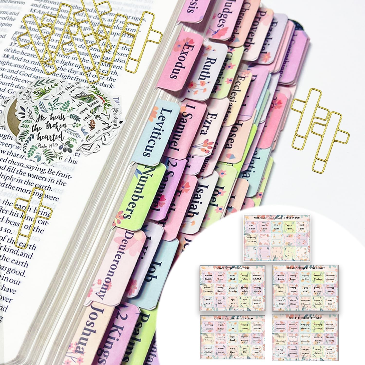 Materiały do nauki Biblii, zestaw do dziennika Biblii, zakreślacze i długopisy bez przebarwień, zakładki biblijne, artykuły do dziennika biblijnego