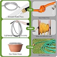 Vista 3 de Manguera de jardín de metal de 100 pies, manguera de agua de acero inoxidable con boquillas de aluminio Upgrage, flexible, resistente, ligera, sin