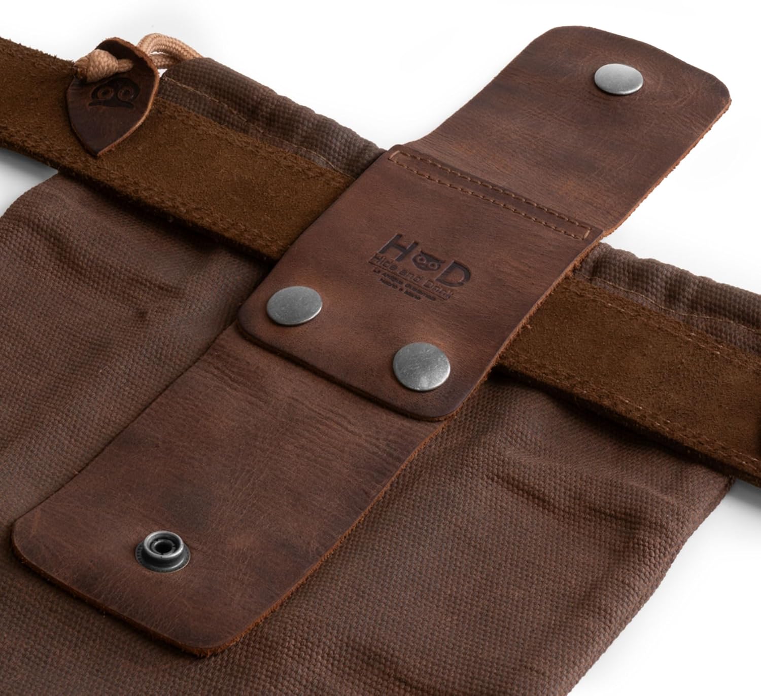 Hide & Drink, Foraging Pouch (Collapsible) for Hiking, Treasures & Seashells Bag, Easy Looping Around Belts, Grocery Storage, Waxed Canvas, Handmade - Image 3