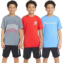 Champion Boys 3 Pack Athletic T Shirts for Kids Activewear Tees