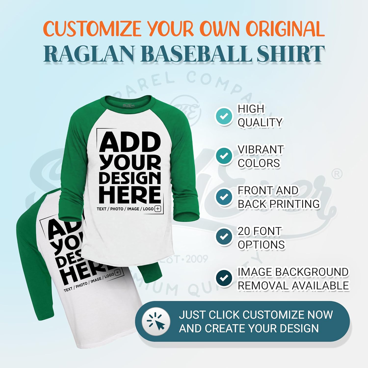 Personalized Custom Design Your Own Front Back Raglan Baseball Shirt Customizable Shirts - Image 3