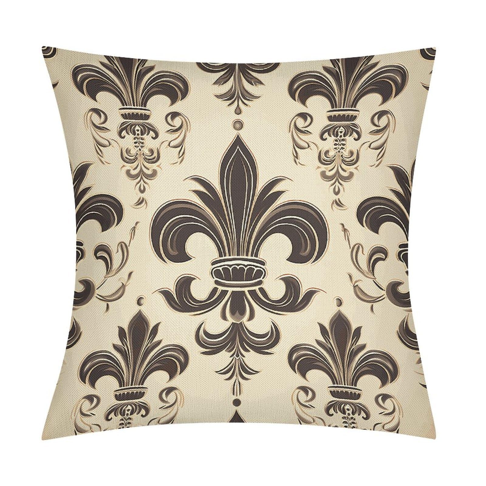 Fodpand Style Fleur-De-Lis And Coat Arms Knight Pillow Covers 18X18 Inch, Pillow Cases Boho Farmhouse, Throw Pillow Covers For Couch Sofa Bed Spring Home Decor
