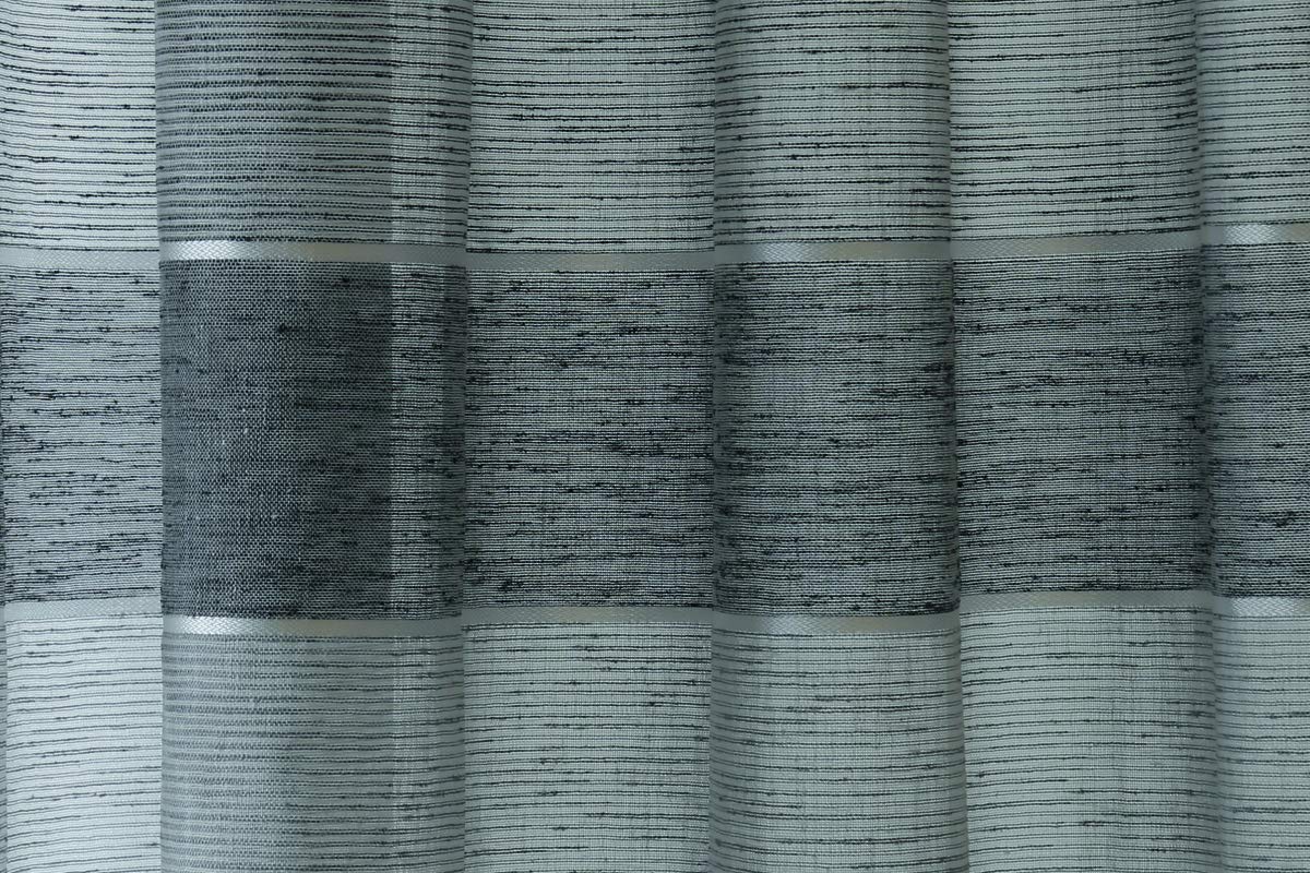 Homing Semi-Transparent Curtain Horizontal Stripes Grey (1 Piece) 245 x 140 cm (H x W), W 55.1" x L 96.5" (1 Panels) - Image 2