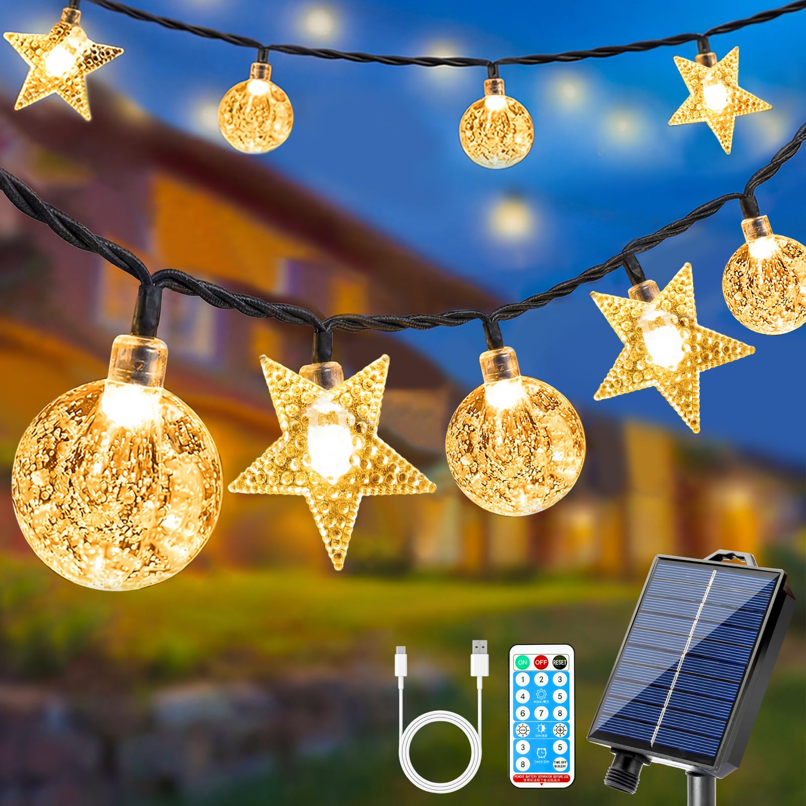 COZII Solar Lichterkette Outdoor, 18M 100 LED Lichterkette Außen Solar IP65 Wasserdicht, 8 Modi Solar Lichterkette Aussen Wetterfest für Balkon, Garten, Hochzeit, Partys, Bäume