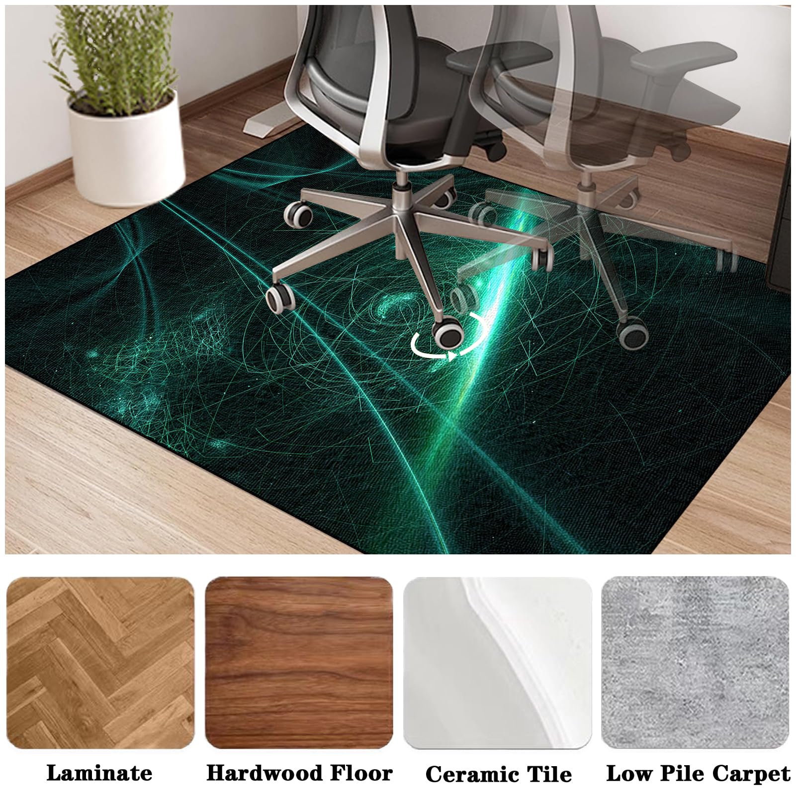 Grande Tappeto per Sedia Gaming Antiscivolo Tappetino per Sedia da Ufficio er pavimenti in legno Multiuso Tappetino protettivo per pavimento, Antigraffio Tappetino per Sedia a Rotelle 130 x 160 cm