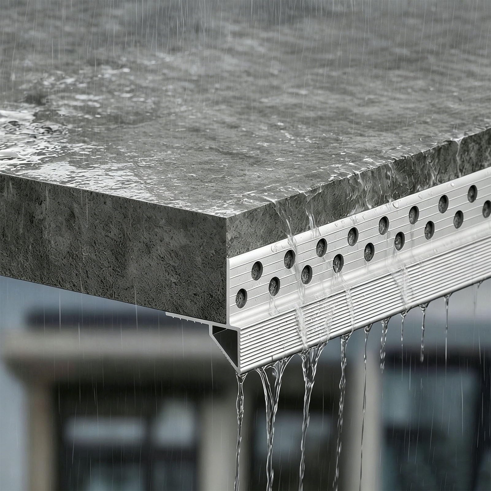 Aluminum Drip Edge Rain Diverter Beneath the Eaves, Exterior Walls Rainwater Drip Guard, Weatherproof Drip Line for Roof, Water Deflector Blocker(6m (20ft))