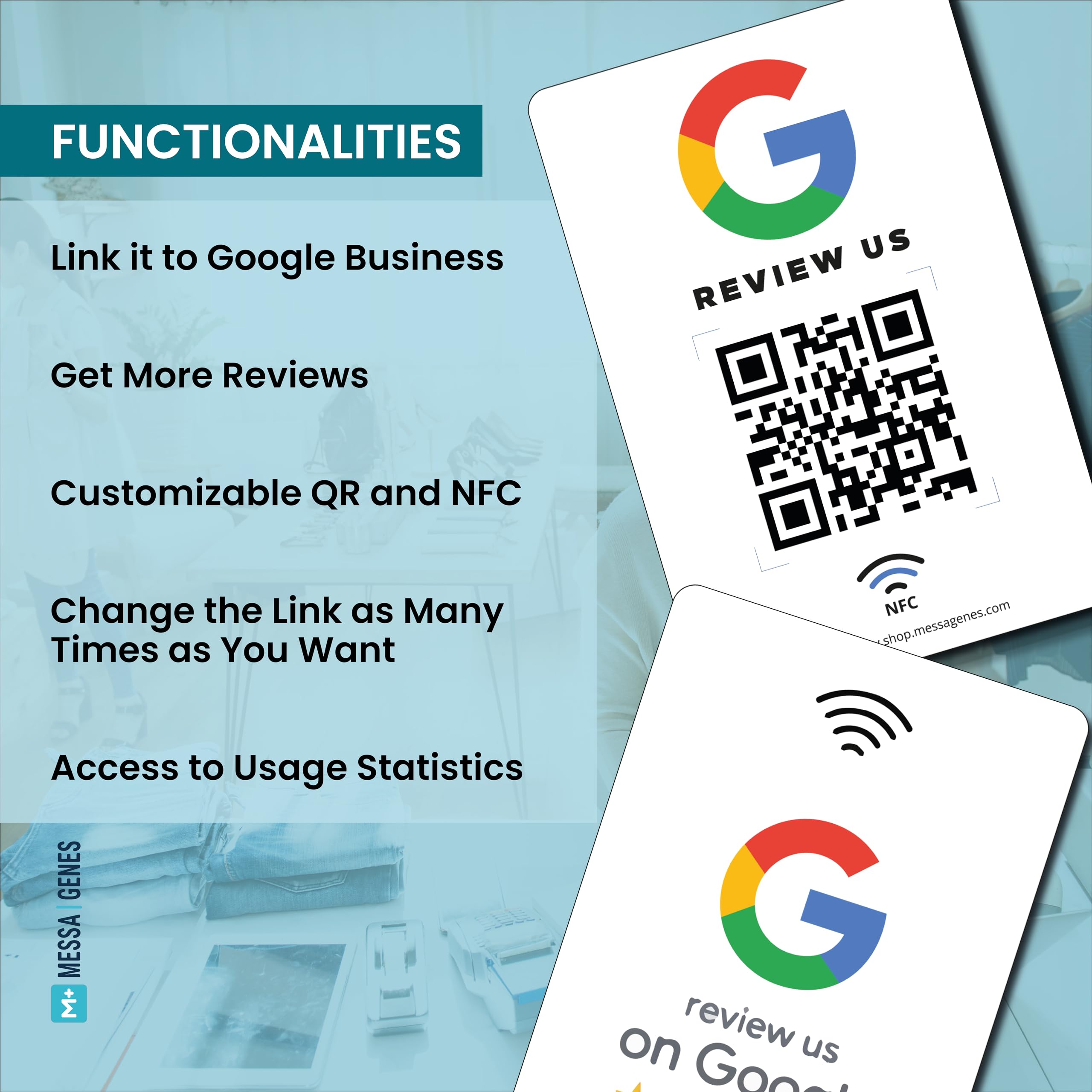 Reusable Review Tap Card for Google Reviews, 1 Review Card, QR & Tap NFC Review Card, Review Us on Google Tap Card - Image 4