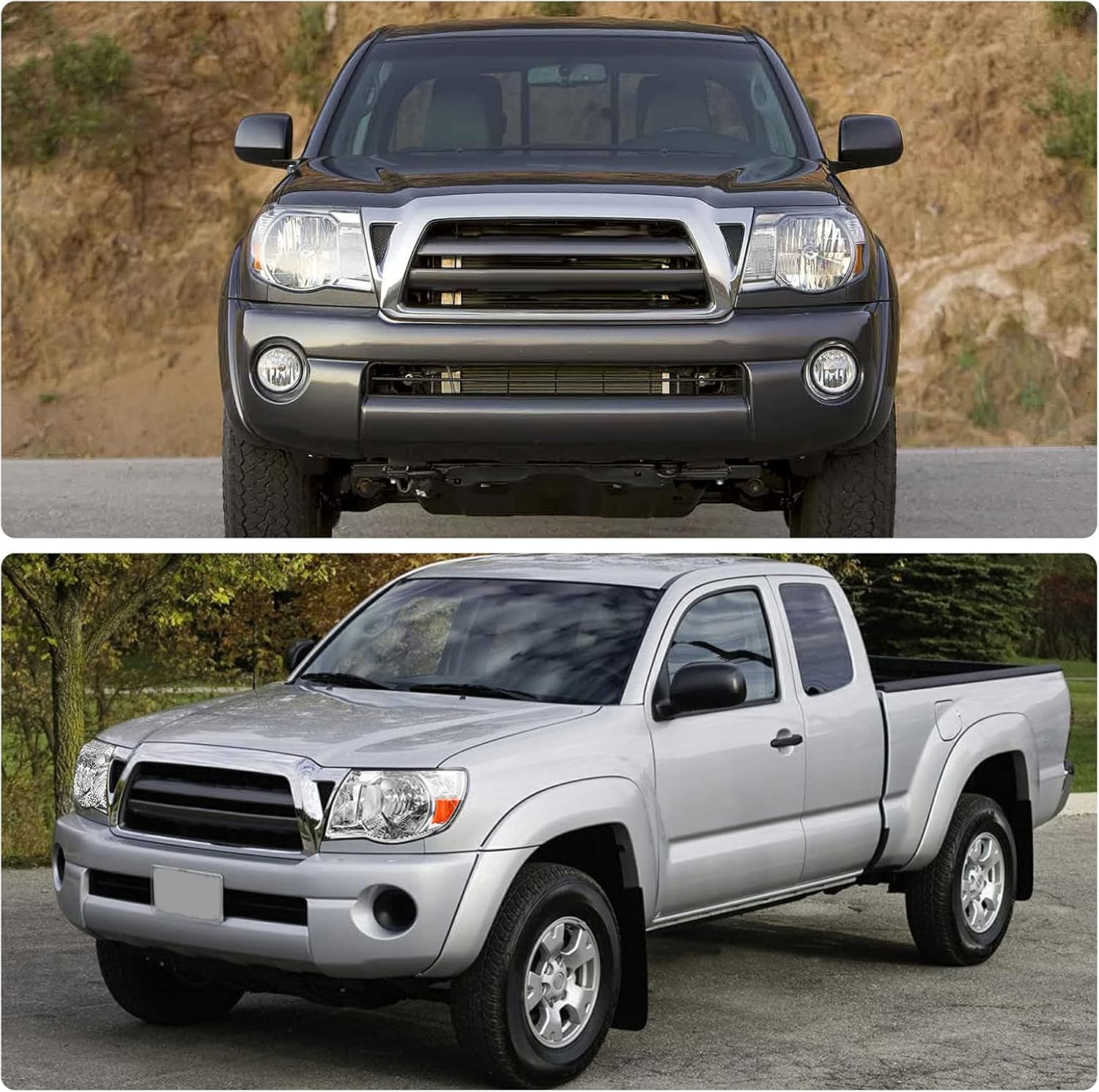 DWVO Headlight Assembly Compatible with 2005 2006 2007 2008 2009 2010 2011 Toyota Tacoma Pickup Truck Halogen model headlights OE Style Replacement Chrome Housing Amber Reflector