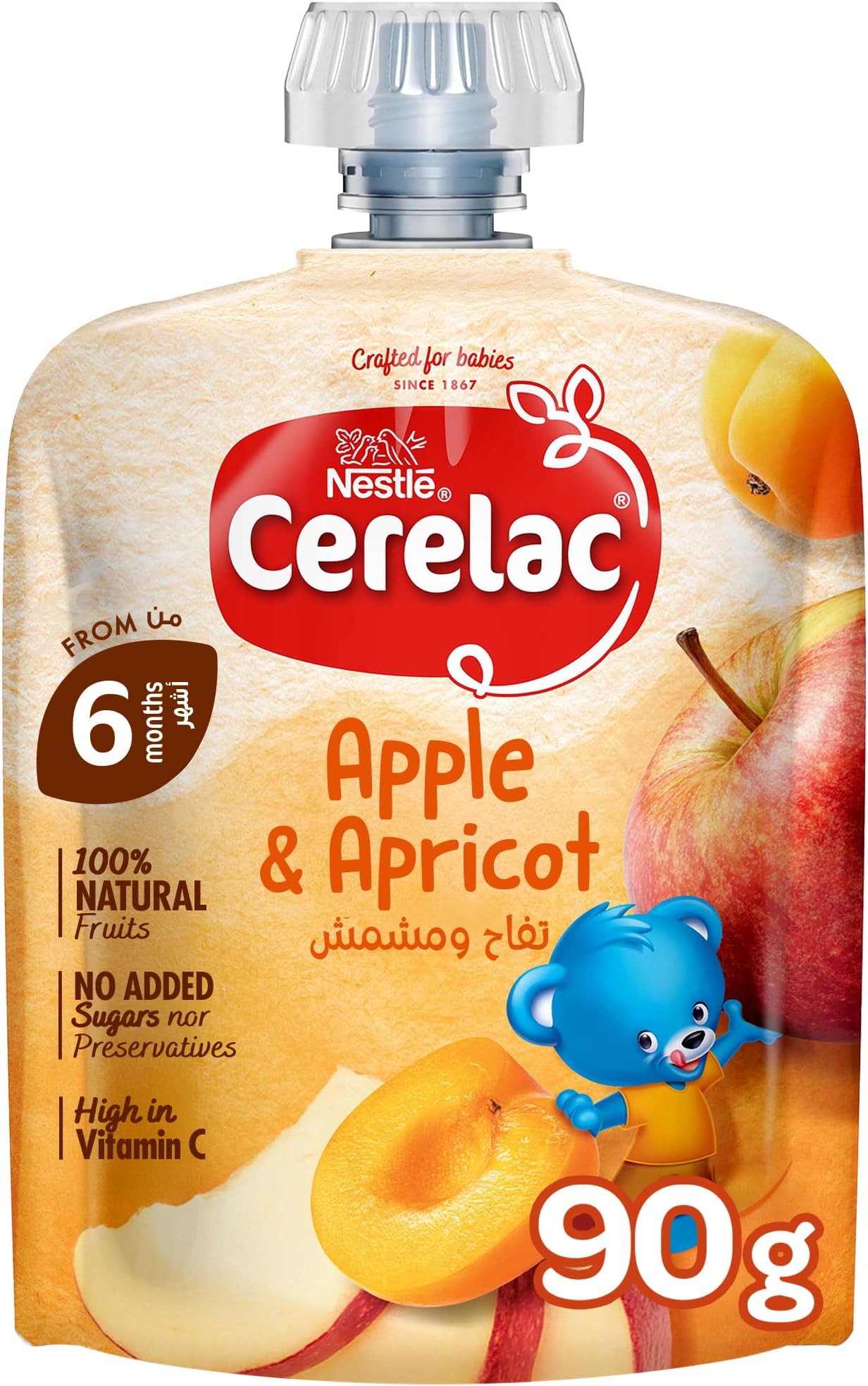 Nestlé Cerelac Apple Apricot Puree Pouch, 90g