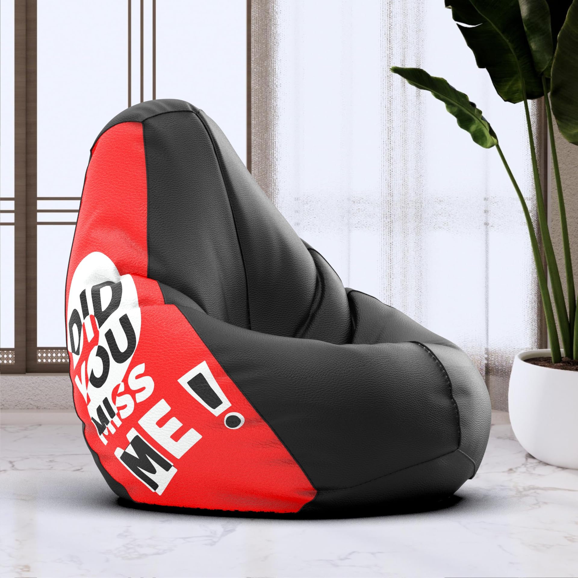 Bean Bag Chair Cover | Size: 2XL | Color: Did You Miss Me - Black Red | Without Beans | Premium Leatherette Cover (CMF 3180)-image-23