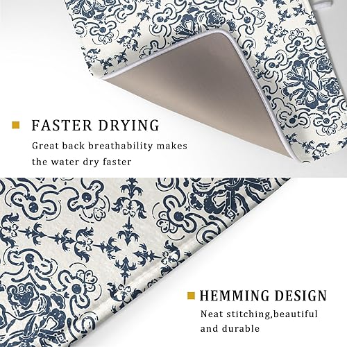 Vista 330 de Daisy On Old - Tapete de secado de platos de madera para encimera de cocina, tapete de secado de madera turquesa de 18 x 24 pulgadas con tapete