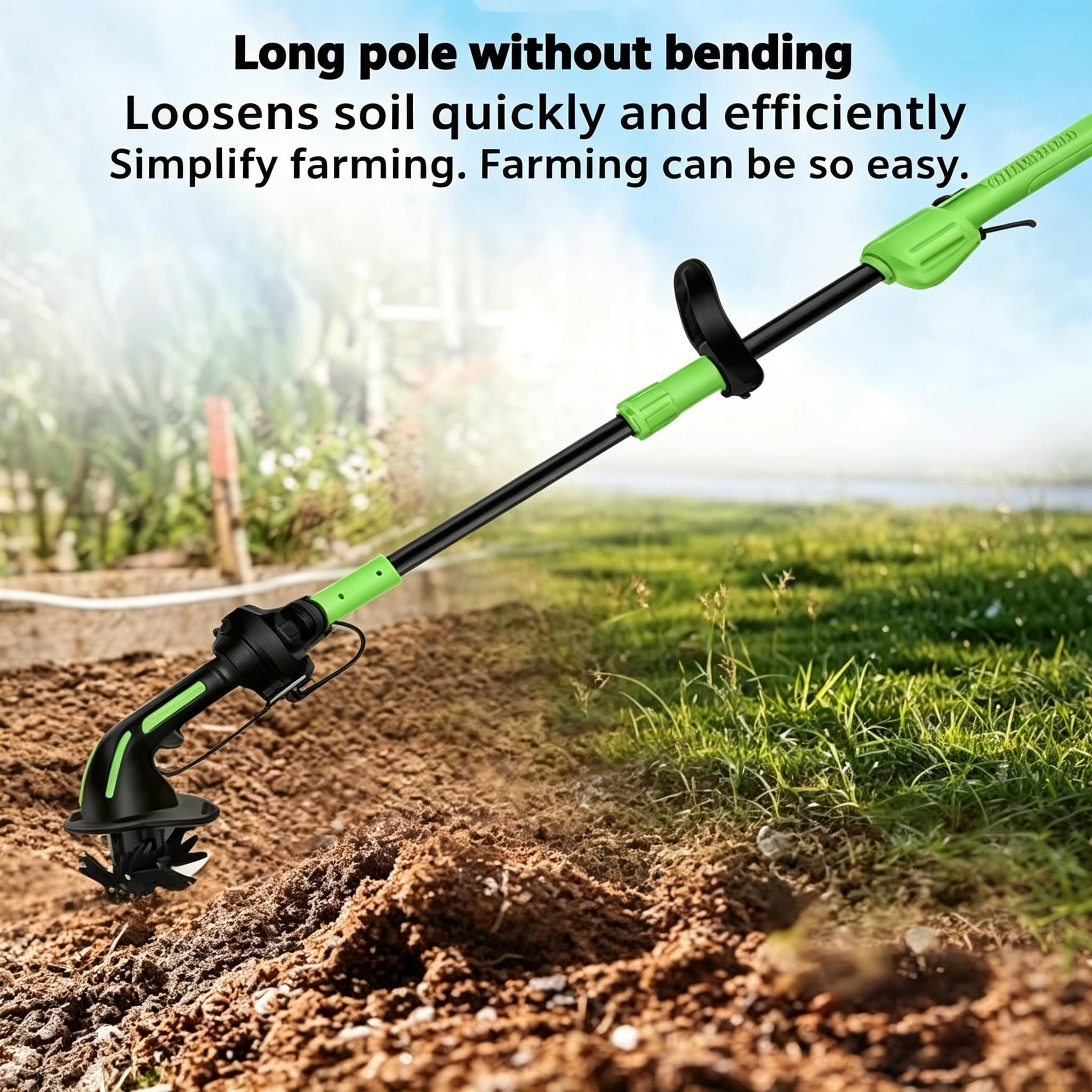 Motoculteur Et Cultivateur De Jardin sans Fil 2 en 1 Léger, Outil De Bêchage électrique à Batterie avec Rallonge pour Désherbage Et Tranchées Faciles