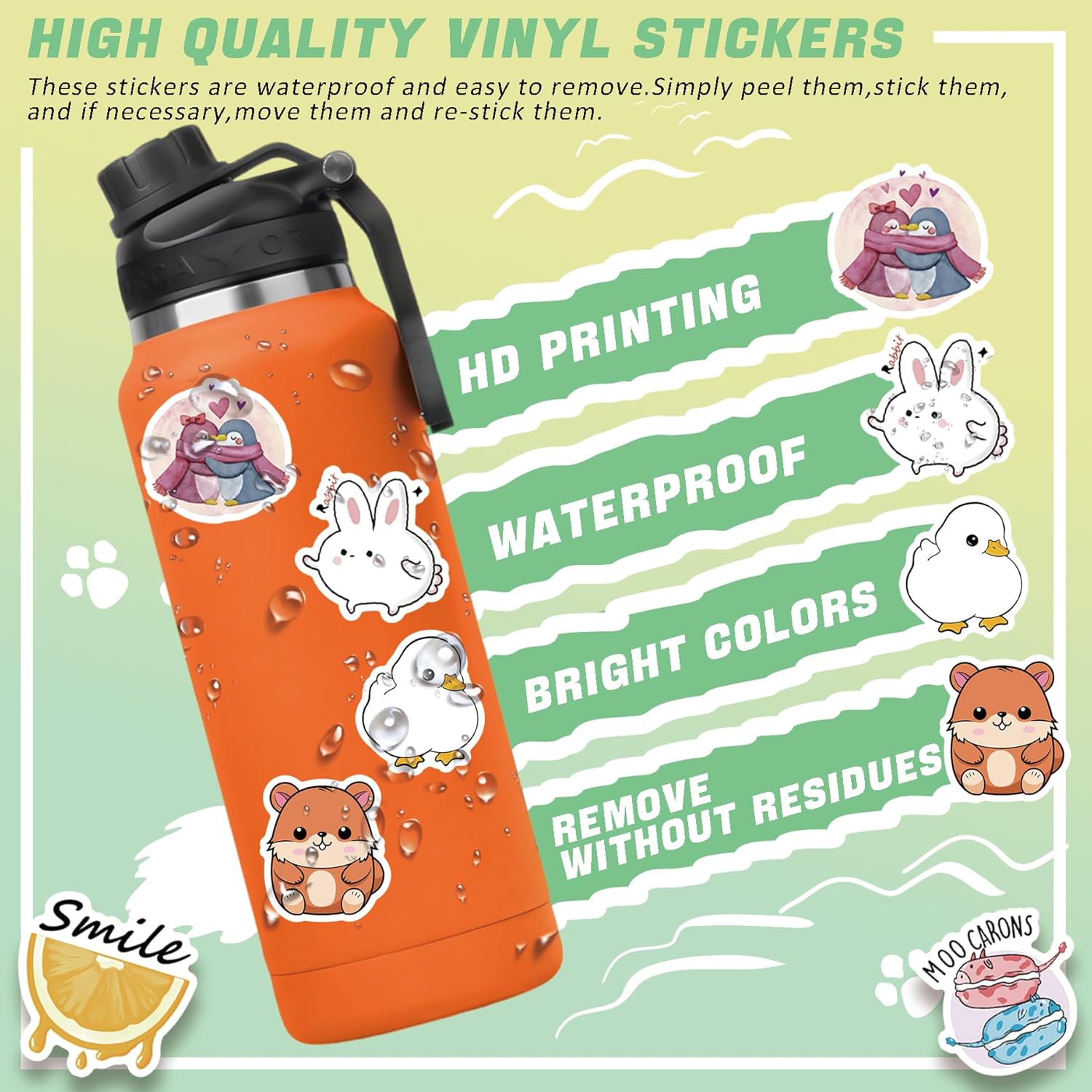 VERKSTAD Christmas 200 PCS Water Bottle Stickers for Kids,Waterproof Vinyl Animal Stickers for Children,Skateboard,Laptop Sticker for Girls Boys Classroom Prizes