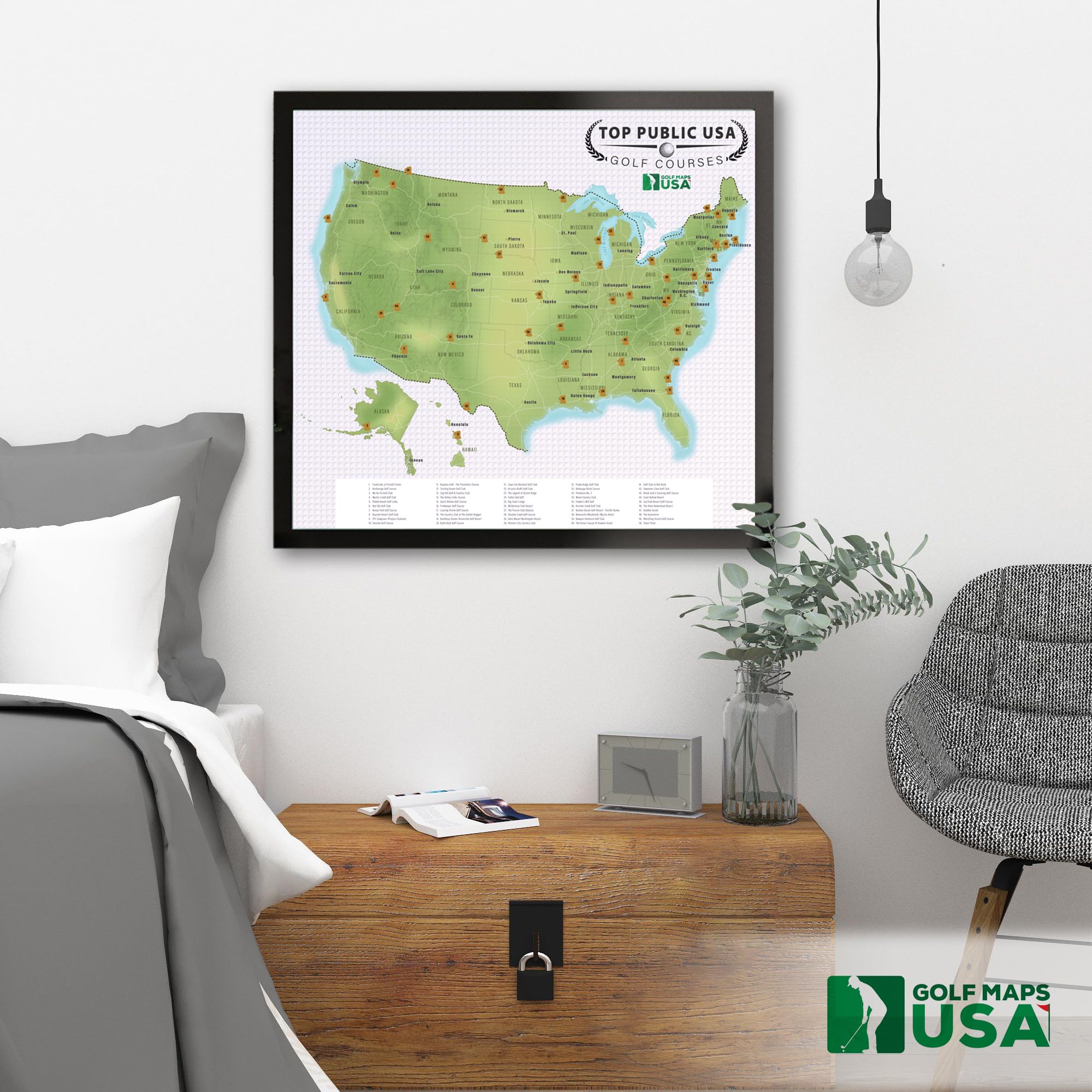 Golf Maps USA Top Public Golf Course in Each State Golf Scratch Map - Scratch-Off Golf Print with Eye-Catching Red Flags - Golfing Wall Decor - Unique Poster Gift for Golfers (Updated June 2023) - Image 6
