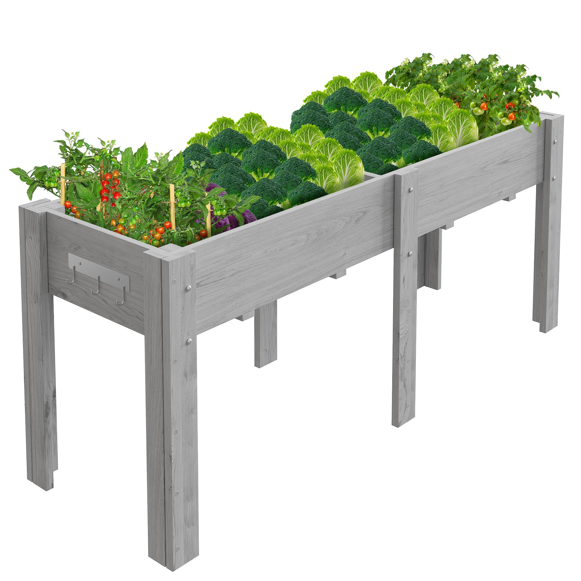 GarveeHome Elevated Raised Garden Bed Wooden Planter Box with Legs & Hooks