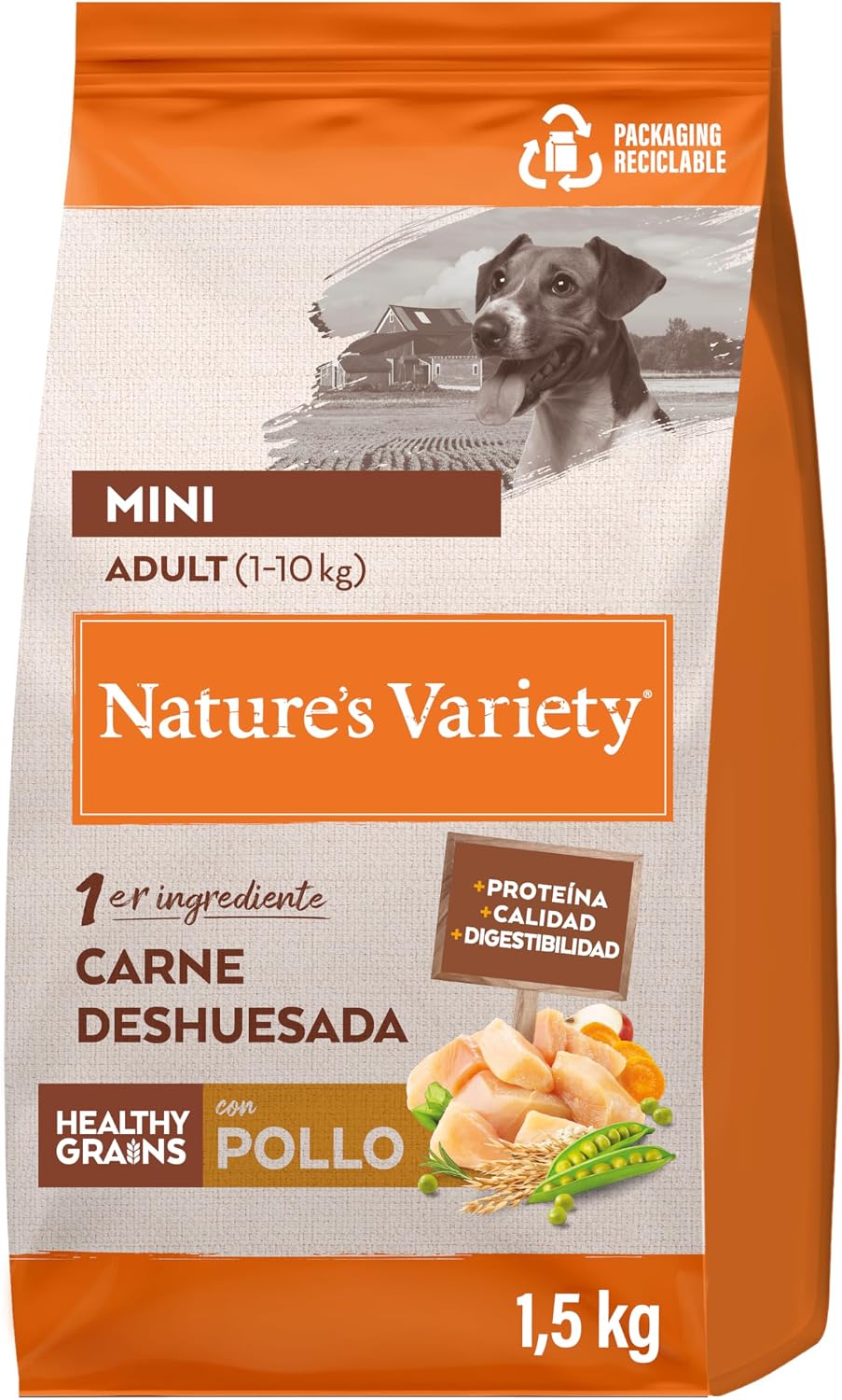 Nature's Variety Healthy Grains Pienso para Perros Adultos con Mini con Pollo - 1,5kg