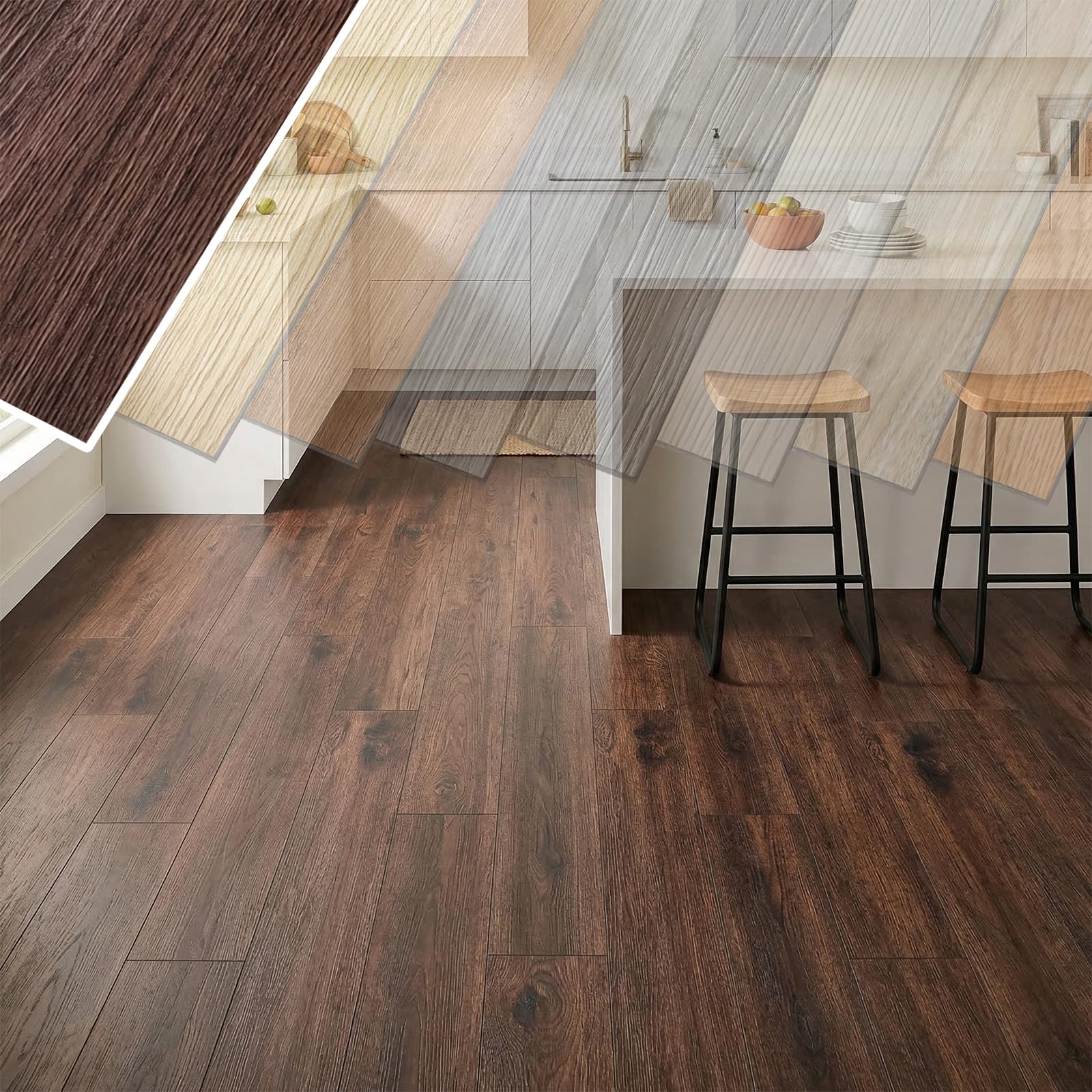 SAILUN 18 Pack Vinyl Plank Flooring Self Adhesive 2.51㎡ Wood Effect Peel Stick PVC Floor Planks Waterproof Wear-Resistant Flooring for Living Room, Kitchen & Bedroom (Brown)