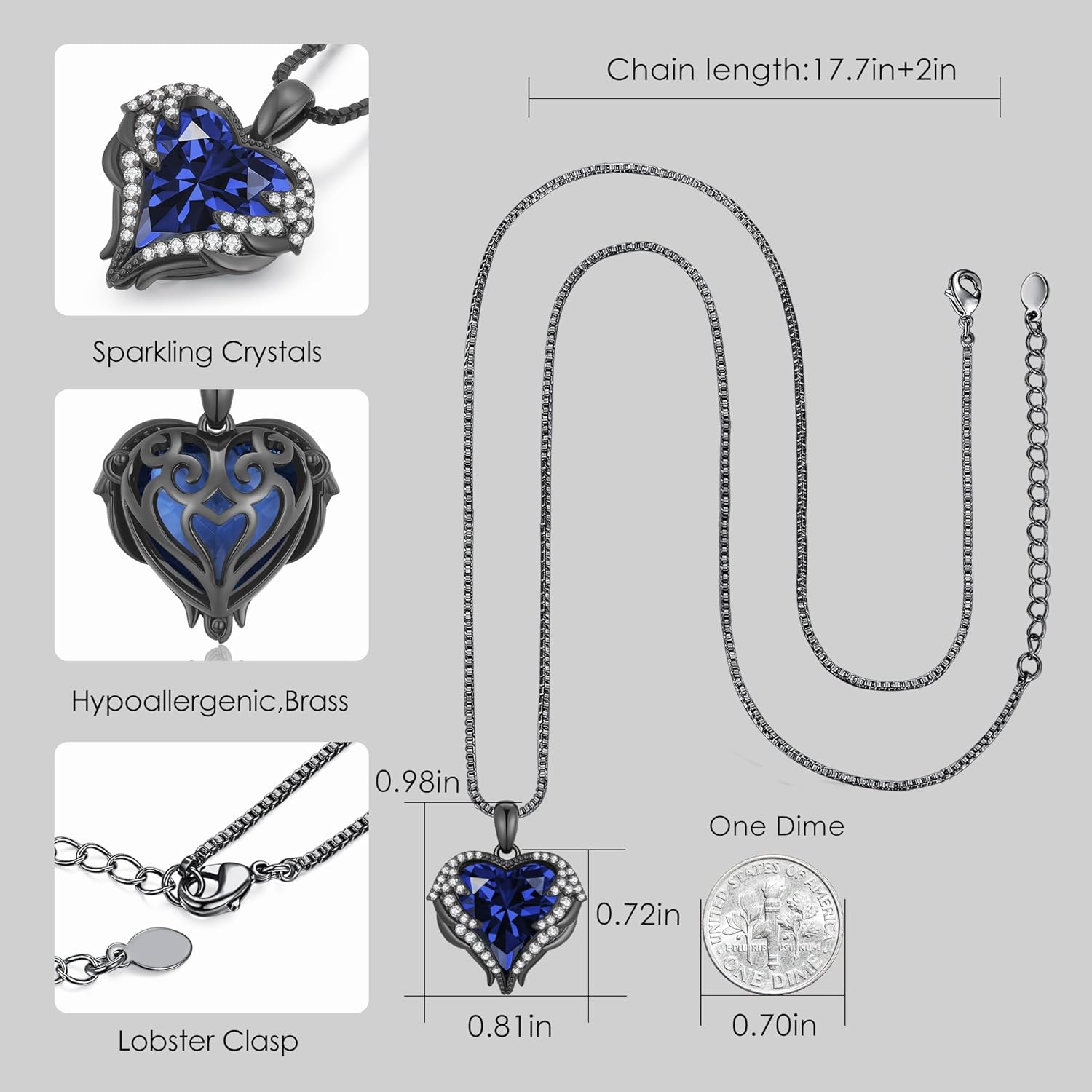 CDE Valentines Day Gifts for Women Angel Wings Necklace for Women with Birthstone, Love Heart Silver Tone/Gold Tone Pendant, Ideal Anniversary or Birthday Jewelry Gifts for Wife Girlfriend Her - Image 4