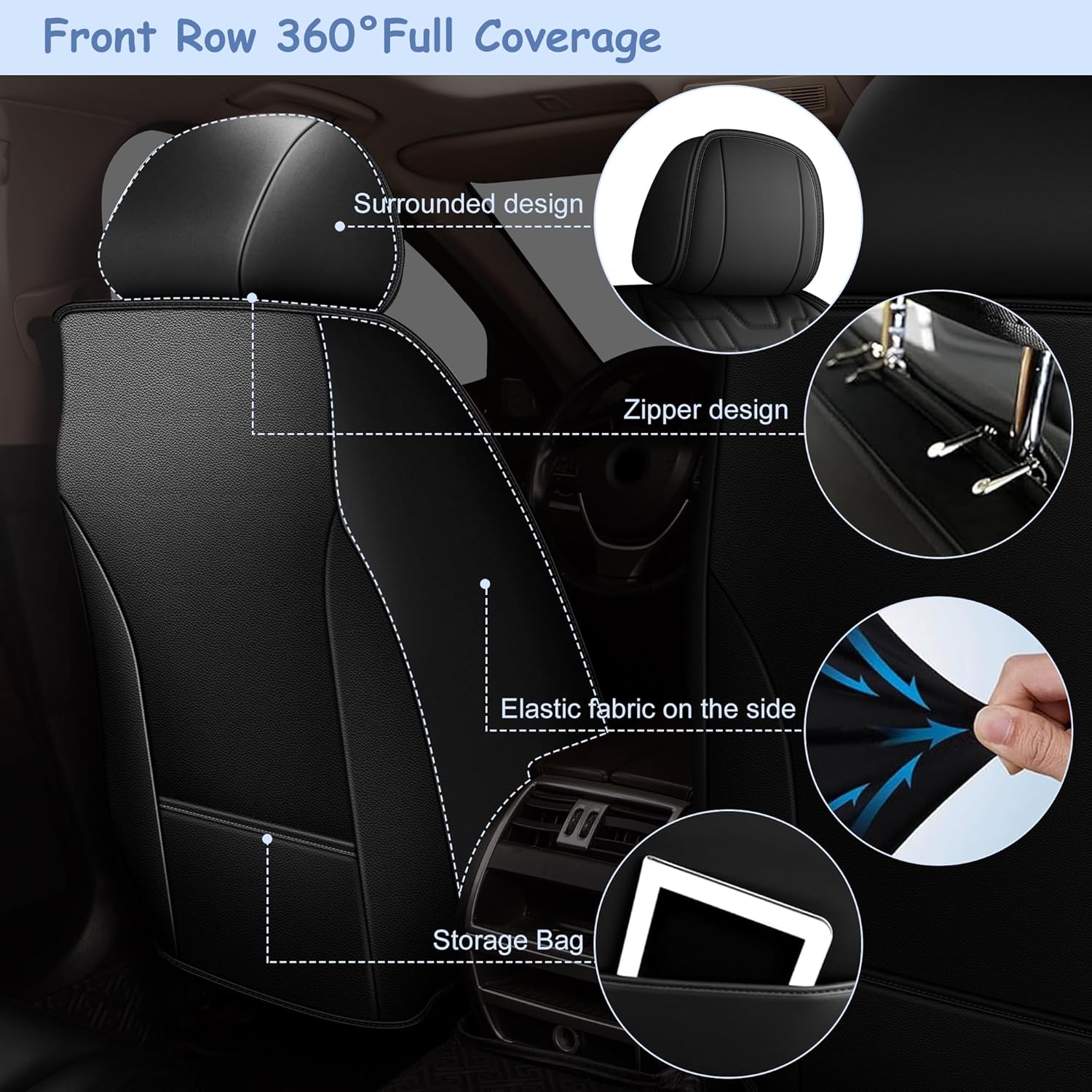 TTX LIGHTING Car Seat Covers Fit for Subaru Outback 2007-2025 2026 Full Set Faux Leather Waterproof Car Seat Cover Automotive Cushion Protector with Airbag Compatible(2 Row 5 Seat,Black)