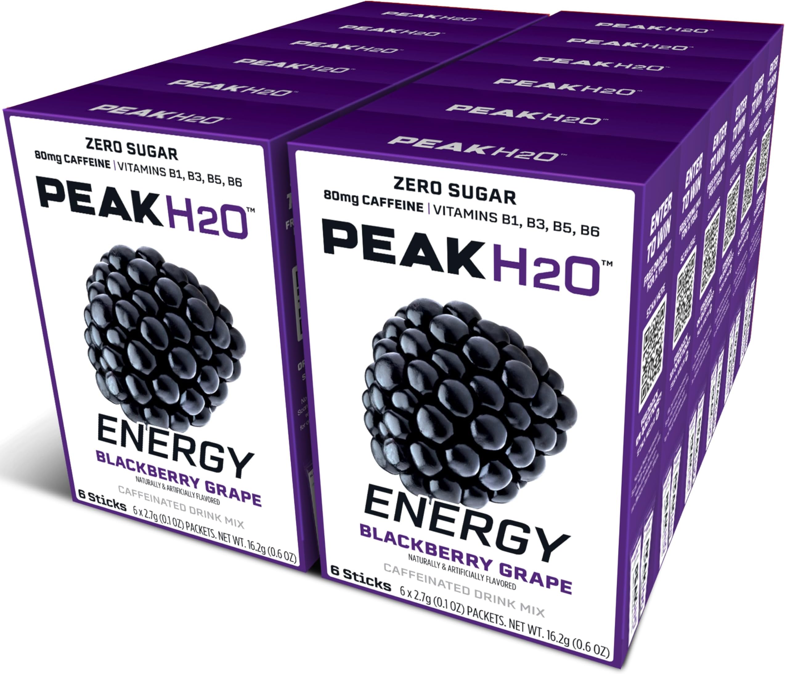 PeakH20 Electrolytes Powder Hydration Packets | Blackberry | 72 Servings | Sugar Free Water Flavor Packets for Workout Recovery
