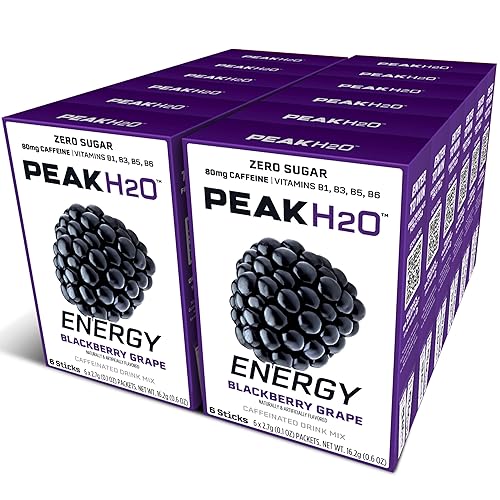 PeakH20 - Paquetes de hidratación en polvo de electrolitos  Blackberry  72 porciones  Paquetes de sabor de agua sin azúcar para recuperación de