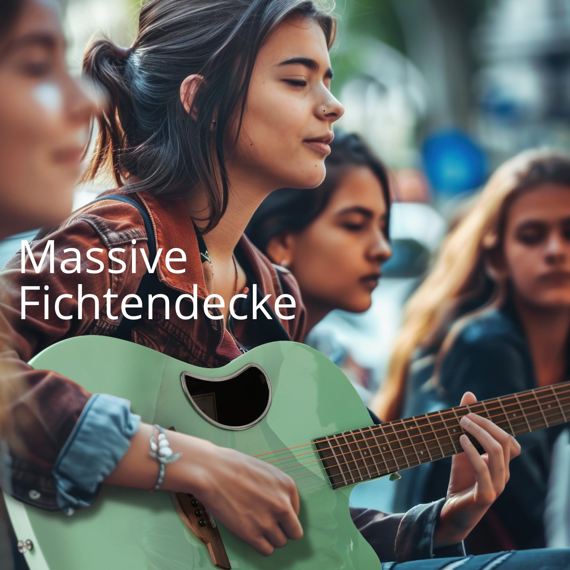 Classic Cantabile CS-100TQ Westerngitarre – Gitarre mit seitlichem Schallloch – Decke: massive Fichte, Boden & Zarge: Carbonfaser, Griffbrett/Hals: Technical Wood/Okoume – Akustik Gitarre in Türkis