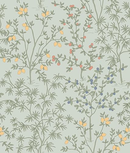 Erin & Ben Co. PSW1453RL - Papel tapiz vintage con diseño de huevo de pato y limón, color azul