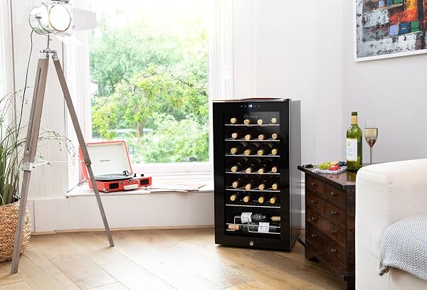 Subcold Viva28 LED – Under-Counter Wine Fridge Black | 3-18°C | Wine Cooler | LED + Lock & Key | Glass Door Drinks Cellar | Single-Zone (28 Bottle) - 2